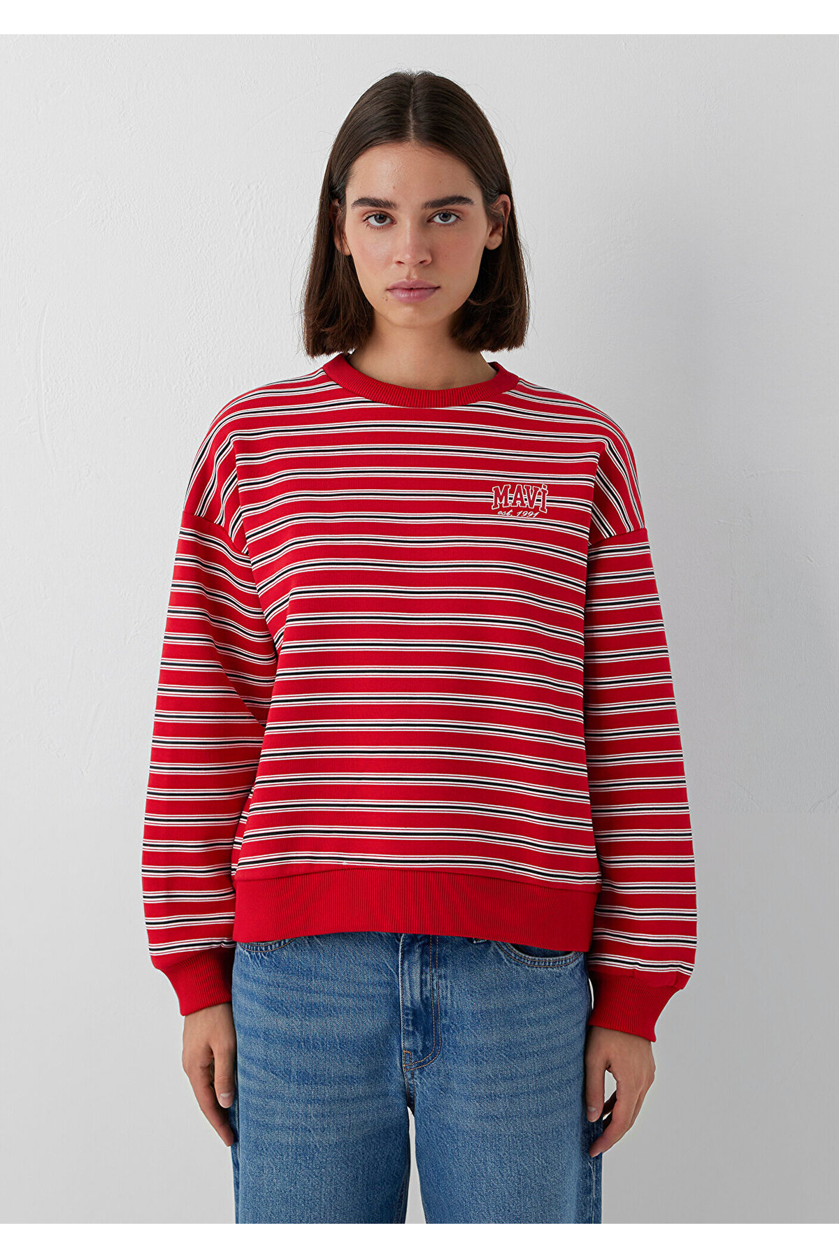 Mavi Kırmızı Sweatshirt 1S20092-86680 görsel 4