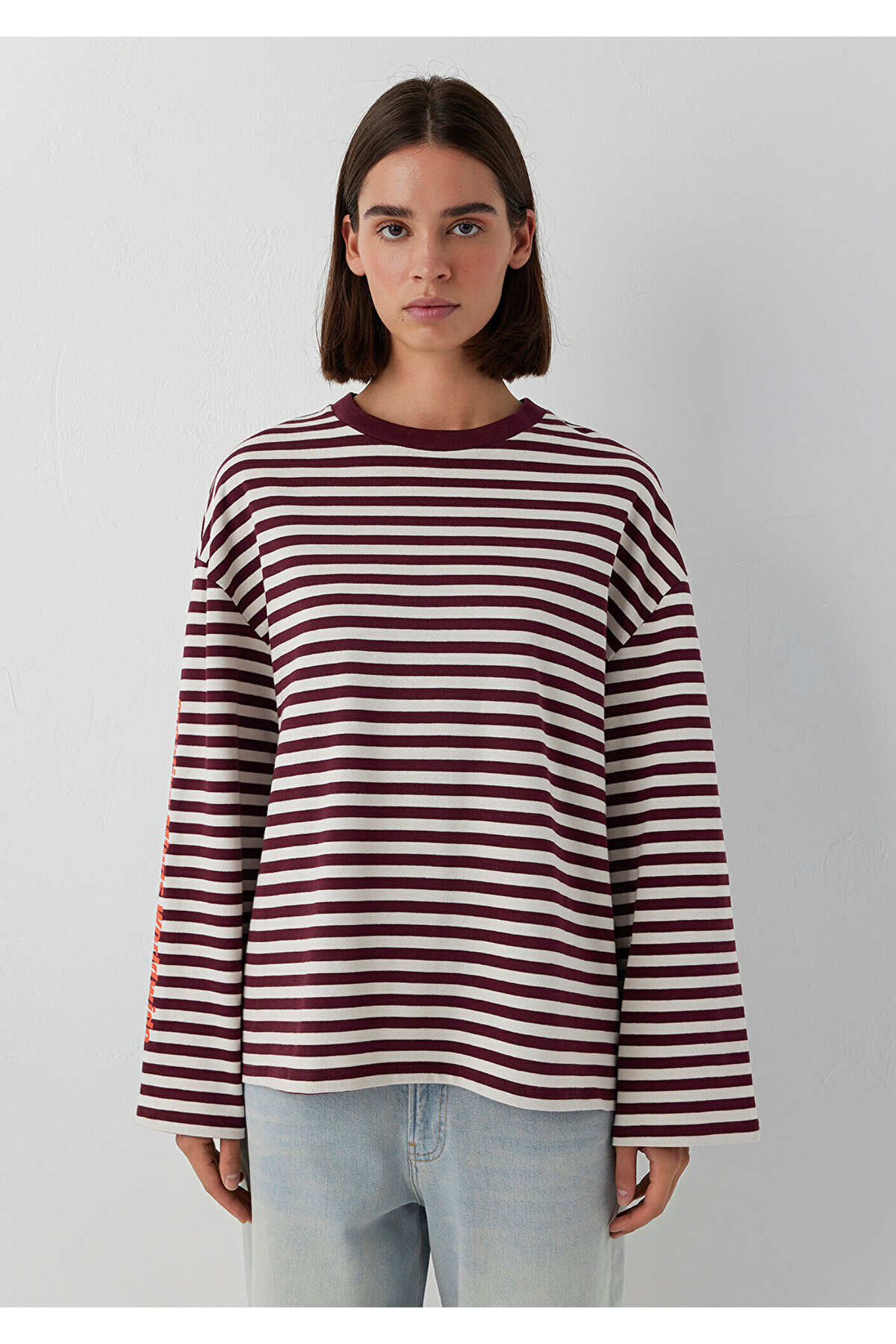 Mavi Çizgili Tişört Loose Fit / Bol Rahat Kesim 1620395-87982 görsel 5
