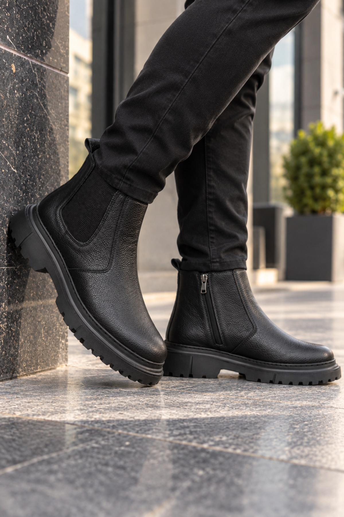 MY GROSS SHOES Siyah Erkek Hafif Taban Su&Soğuha Dayanıklı Erkek Bot görsel 5