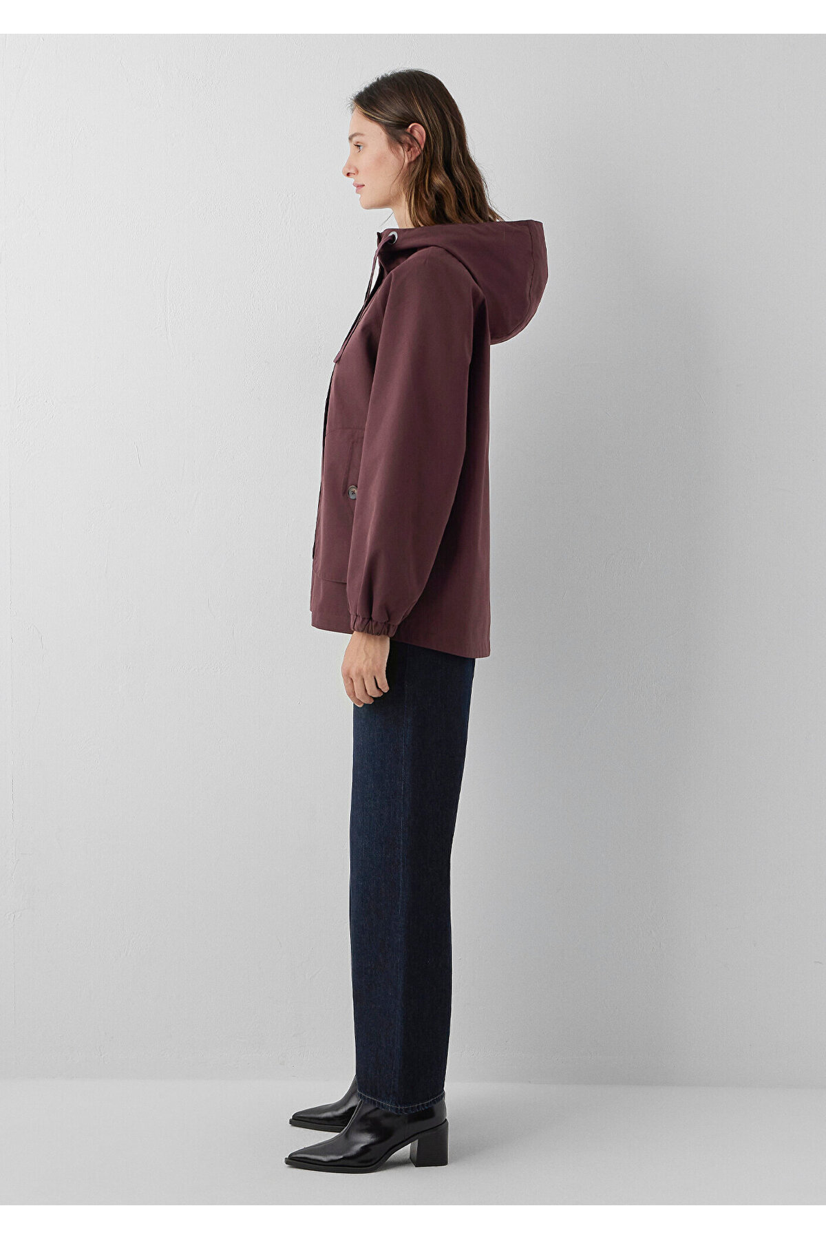 Mavi Kapüşonlu Bordo Ceket Loose Fit / Bol Rahat Kesim 1110014-70252 görsel 5
