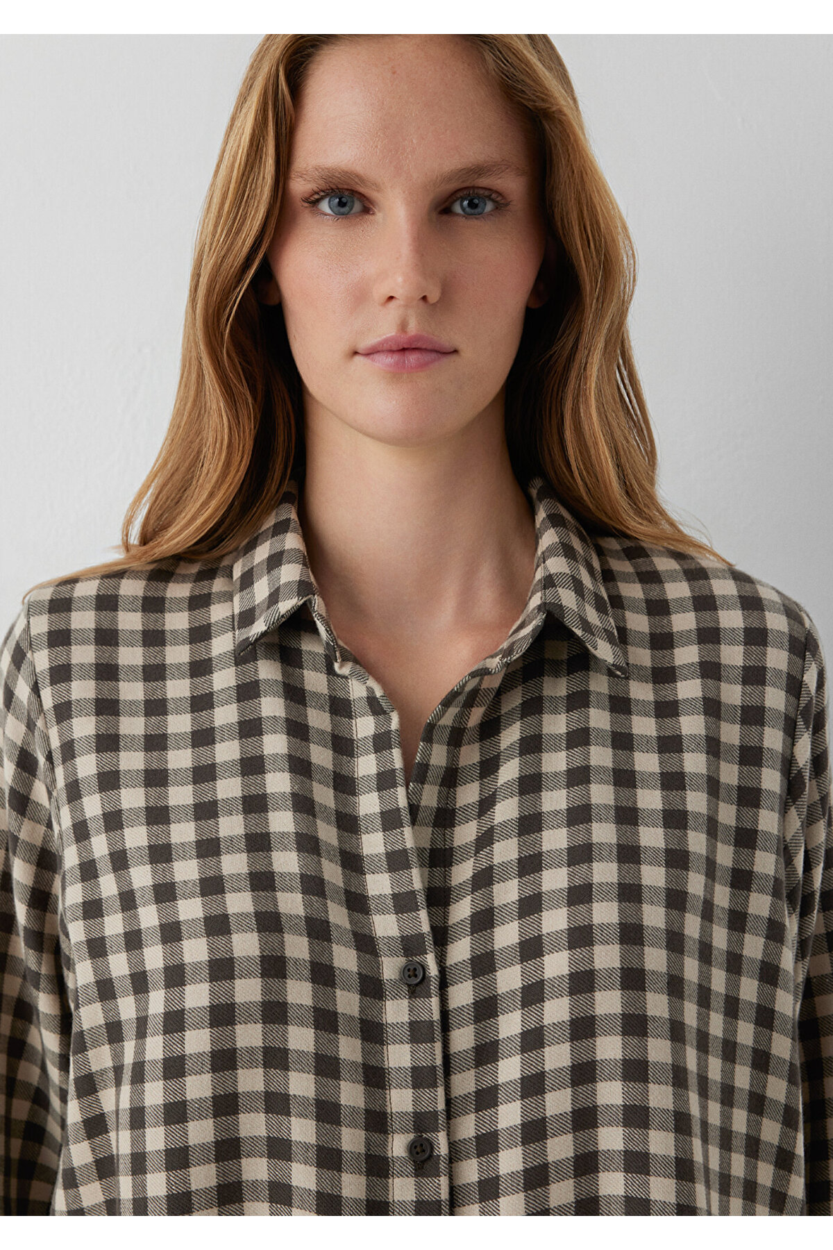 Mavi Nakış Detaylı Kareli Gömlek Loose Fit / Bol Rahat Kesim 1211298-91757 görsel 6