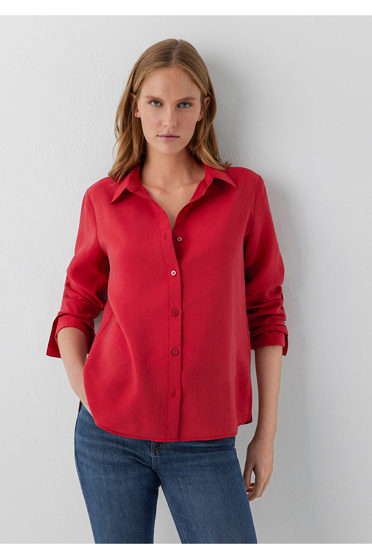Mavi (Tencel™) Lyocell Karışımlı Kırmızı Gömlek Regular Fit / Normal Kesim 1220389-70464 görsel 2