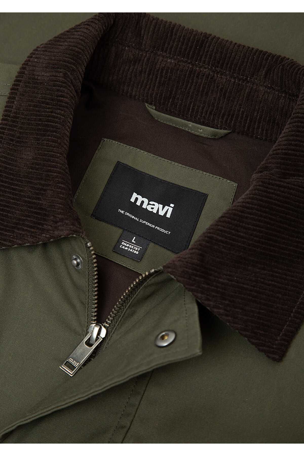 Mavi Kadife Yaka Haki Ceket Loose Fit / Bol Rahat Kesim 0110913-71545 görsel 8