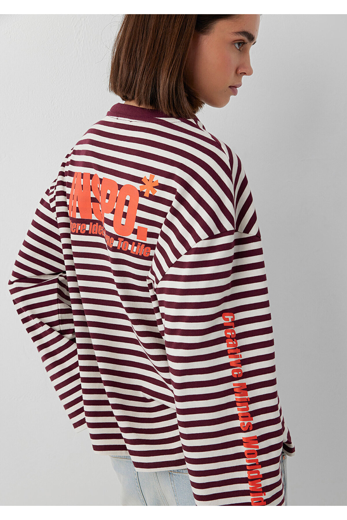 Mavi Çizgili Tişört Loose Fit / Bol Rahat Kesim 1620395-87982 görsel 2