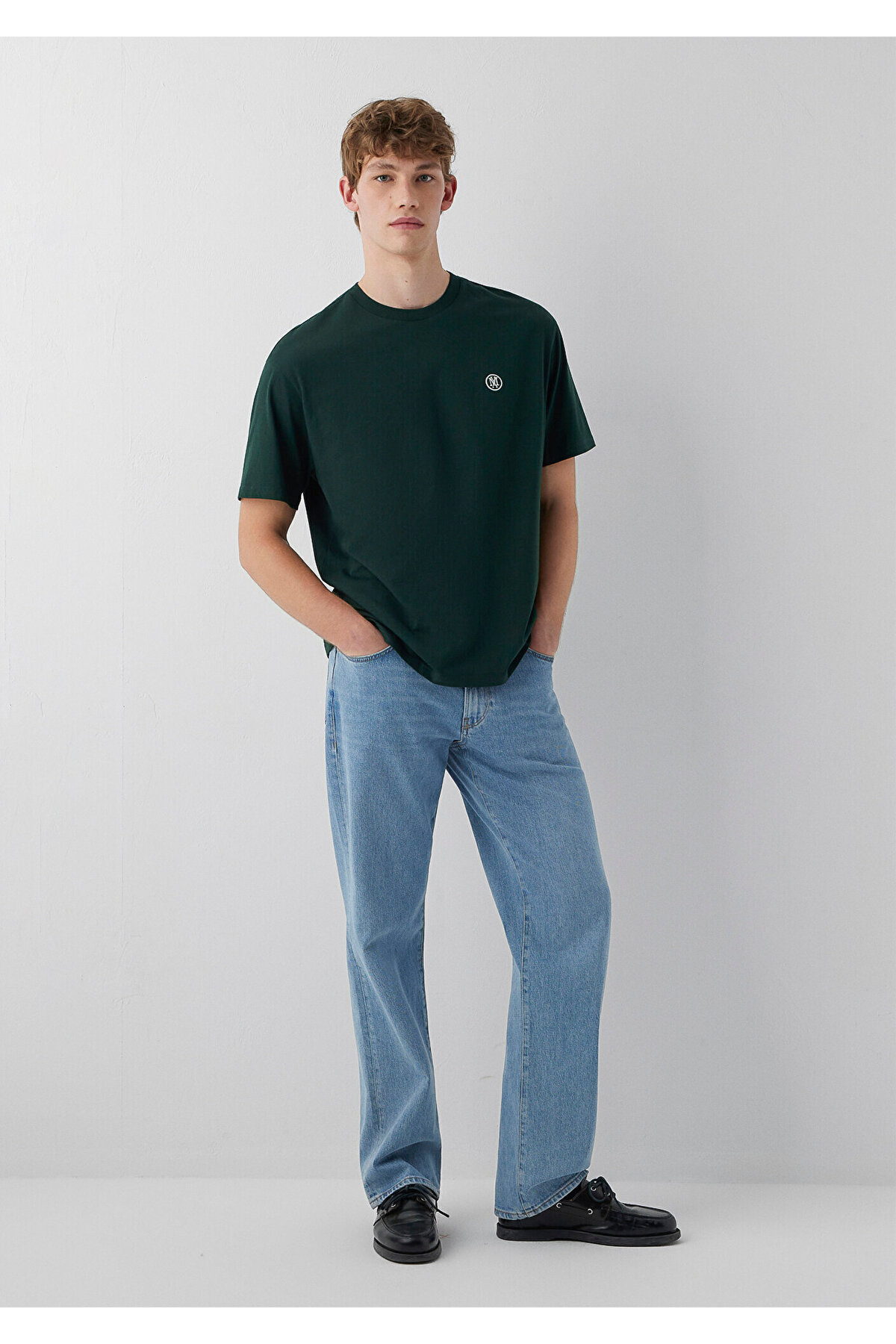 Mavi Logo İşlemeli Yeşil Basic Tişört Loose Fit / Bol Rahat Kesim 067074-85173 görsel 2