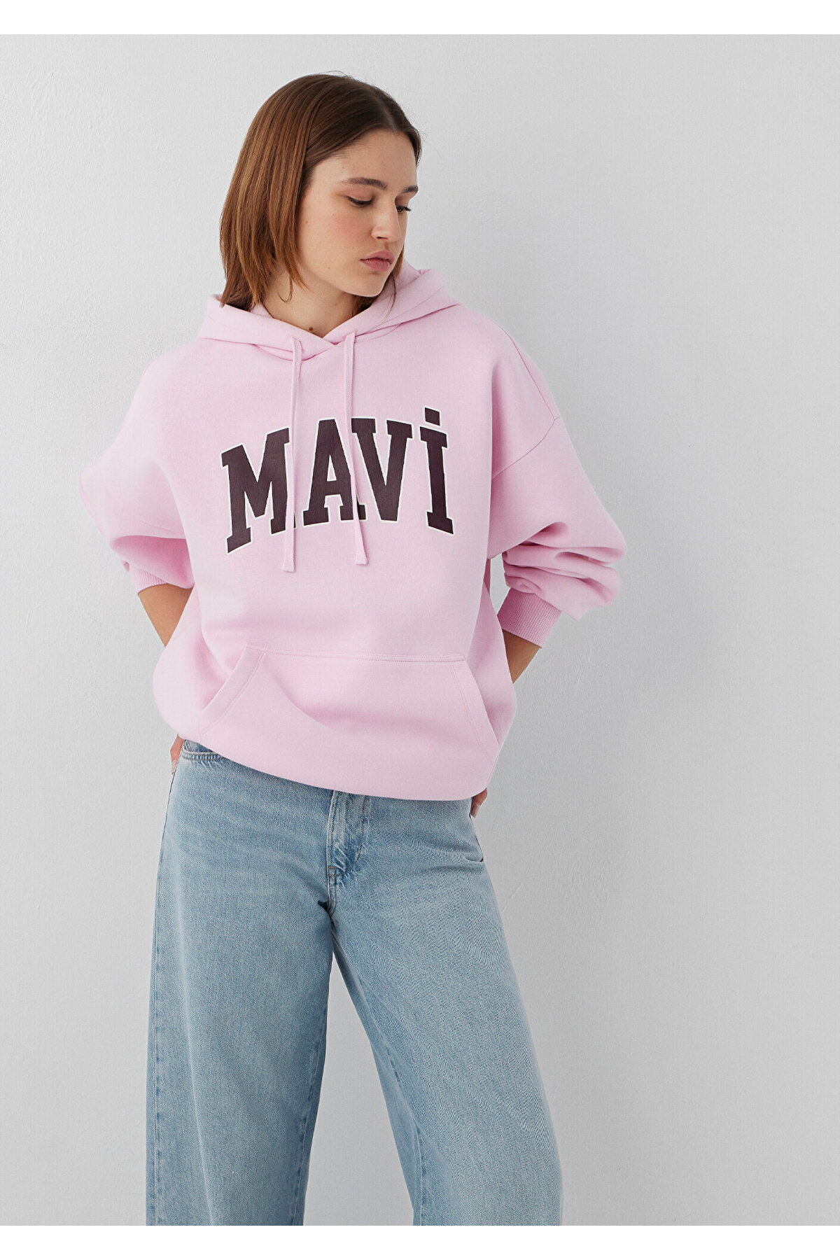 Mavi Logo Baskılı Kapüşonlu Pembe Sweatshirt 1600361-86959 görsel 2