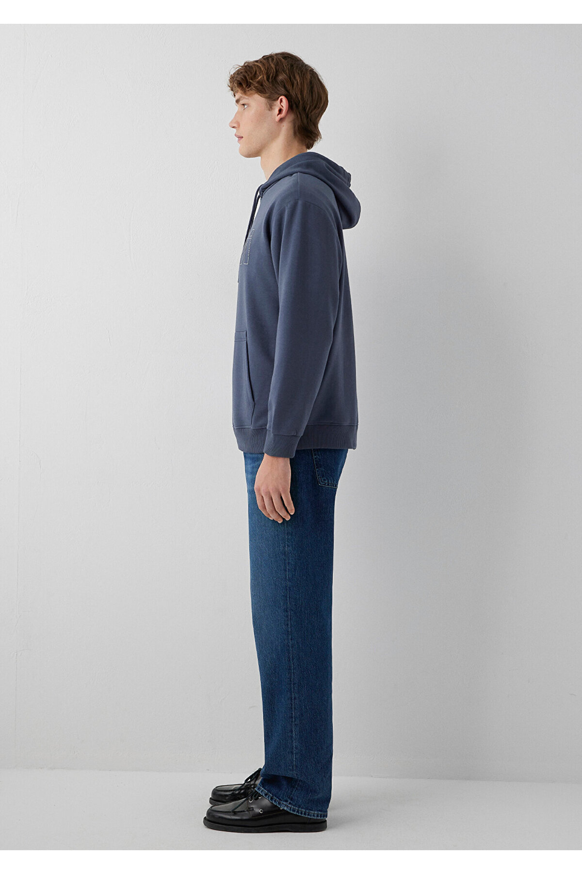Mavi M0S10196 Logo Baskılı Kapüşonlu Erkek Sweatshirt FÜME görsel 4