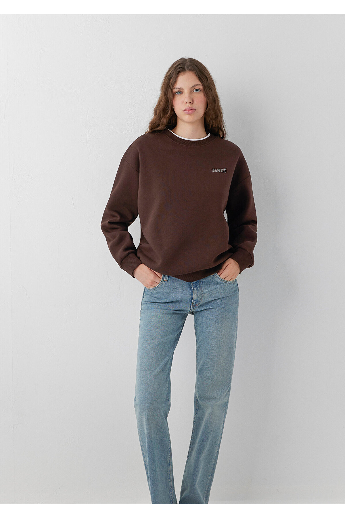 Mavi Logo Baskılı Kahverengi Sweatshirt 1611656-90704 görsel 2