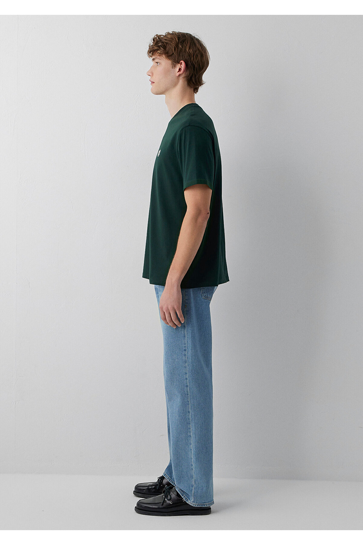 Mavi Logo İşlemeli Yeşil Basic Tişört Loose Fit / Bol Rahat Kesim 067074-85173 görsel 4