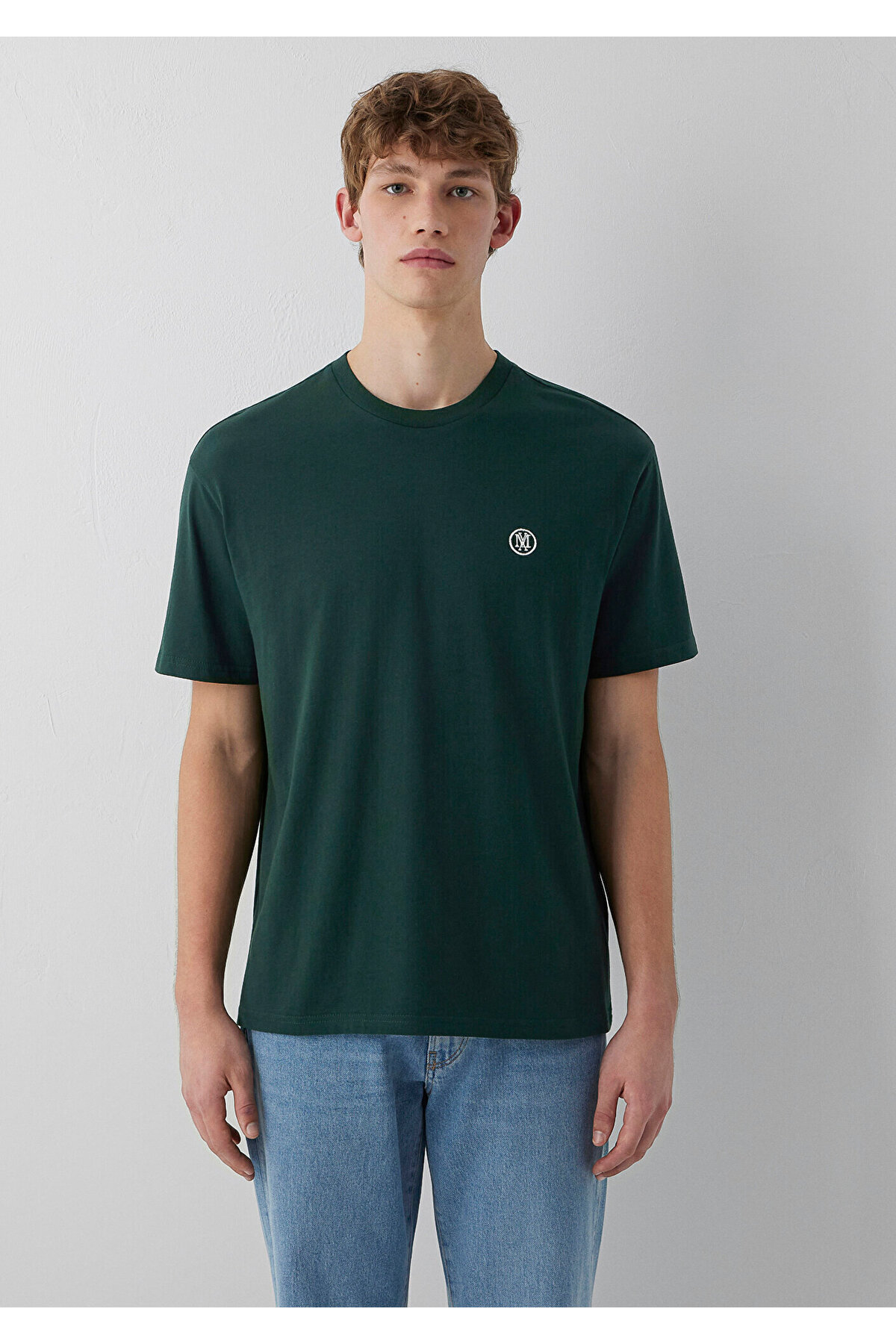 Mavi Logo İşlemeli Yeşil Basic Tişört Loose Fit / Bol Rahat Kesim 067074-85173 görsel 3