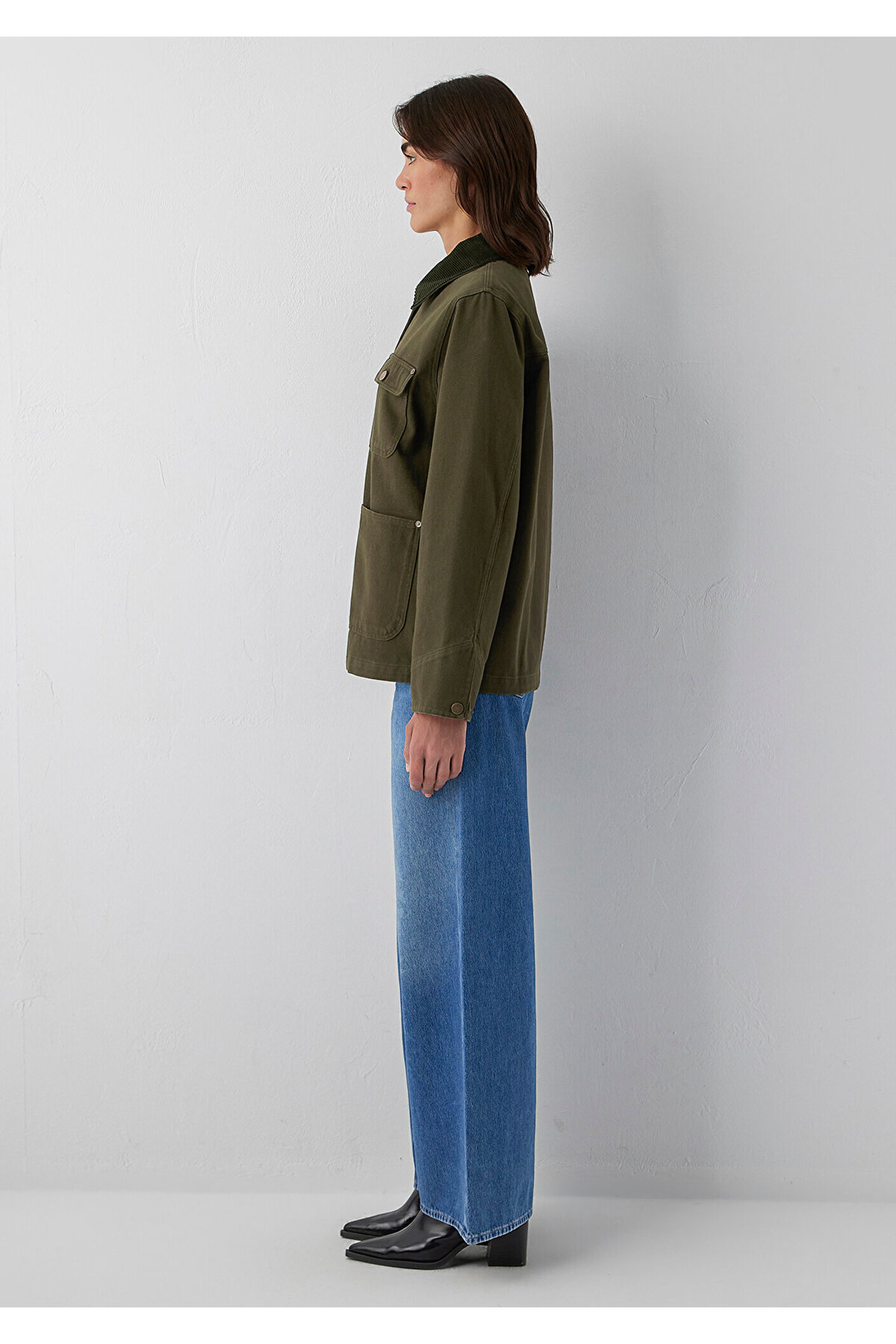 Mavi Yaka Detaylı Haki Ceket Loose Fit / Bol Rahat Kesim 1110909-71544 görsel 5