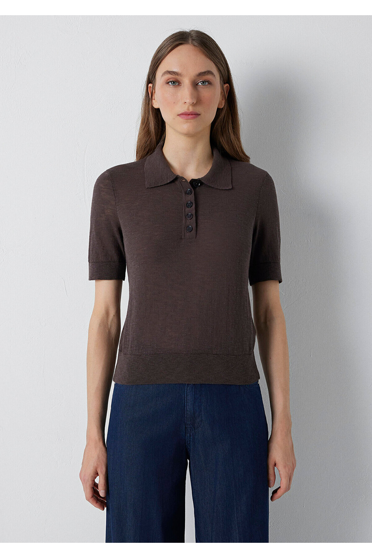 Mavi Kahverengi Triko Polo Slim Fit / Dar Kesim 1710963-91100 görsel 3