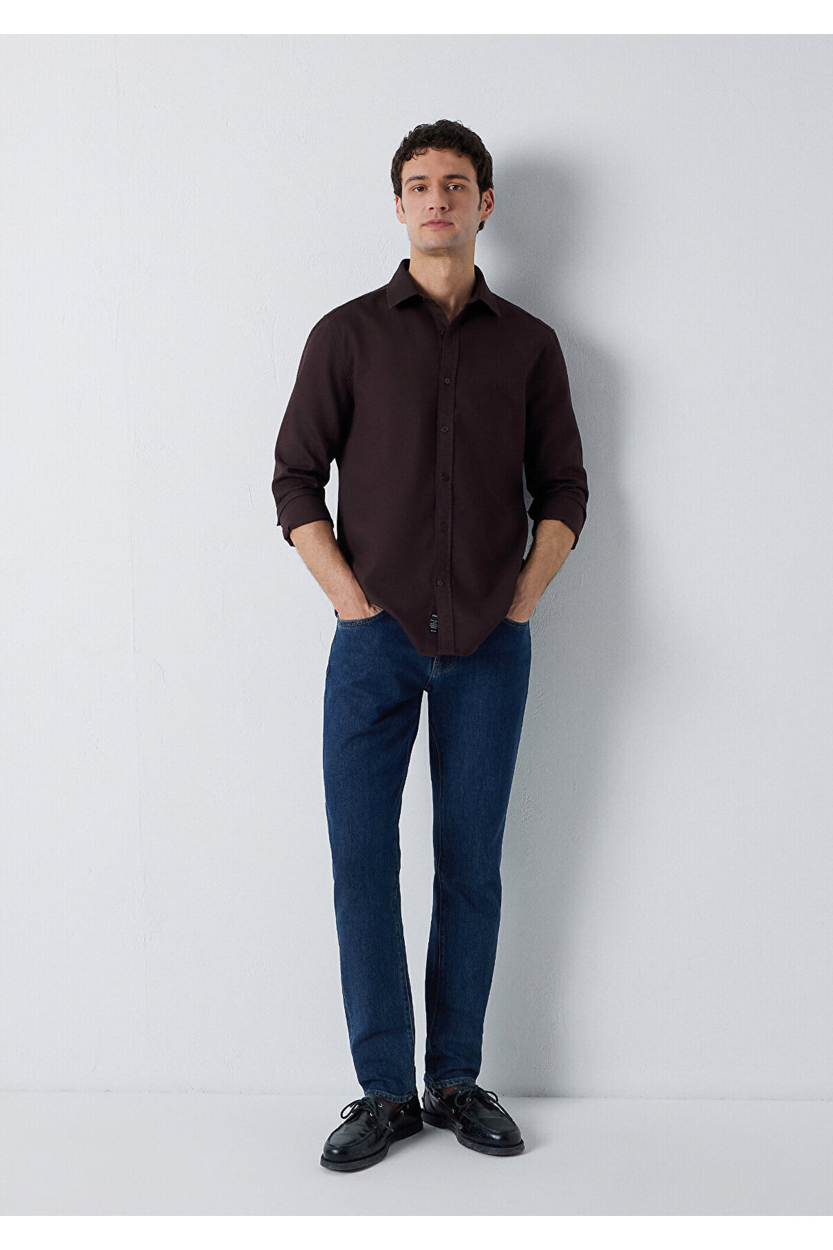 Mavi Kahverengi Gömlek Slim Fit / Dar Kesim 0211656-90704