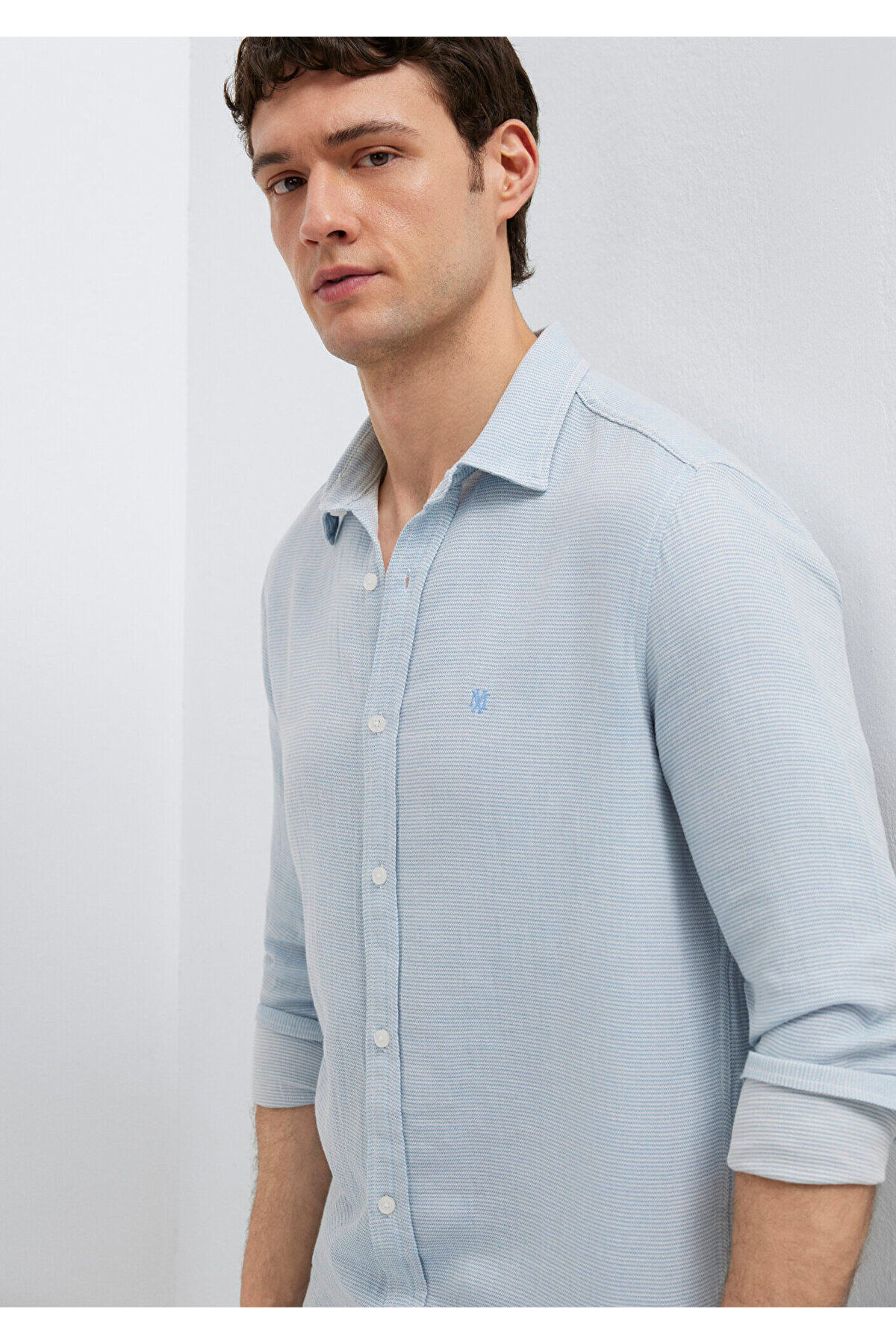 Mavi Mühür Logo Nakışlı Gömlek Slim Fit / Dar Kesim 0211899-86659 görsel 2