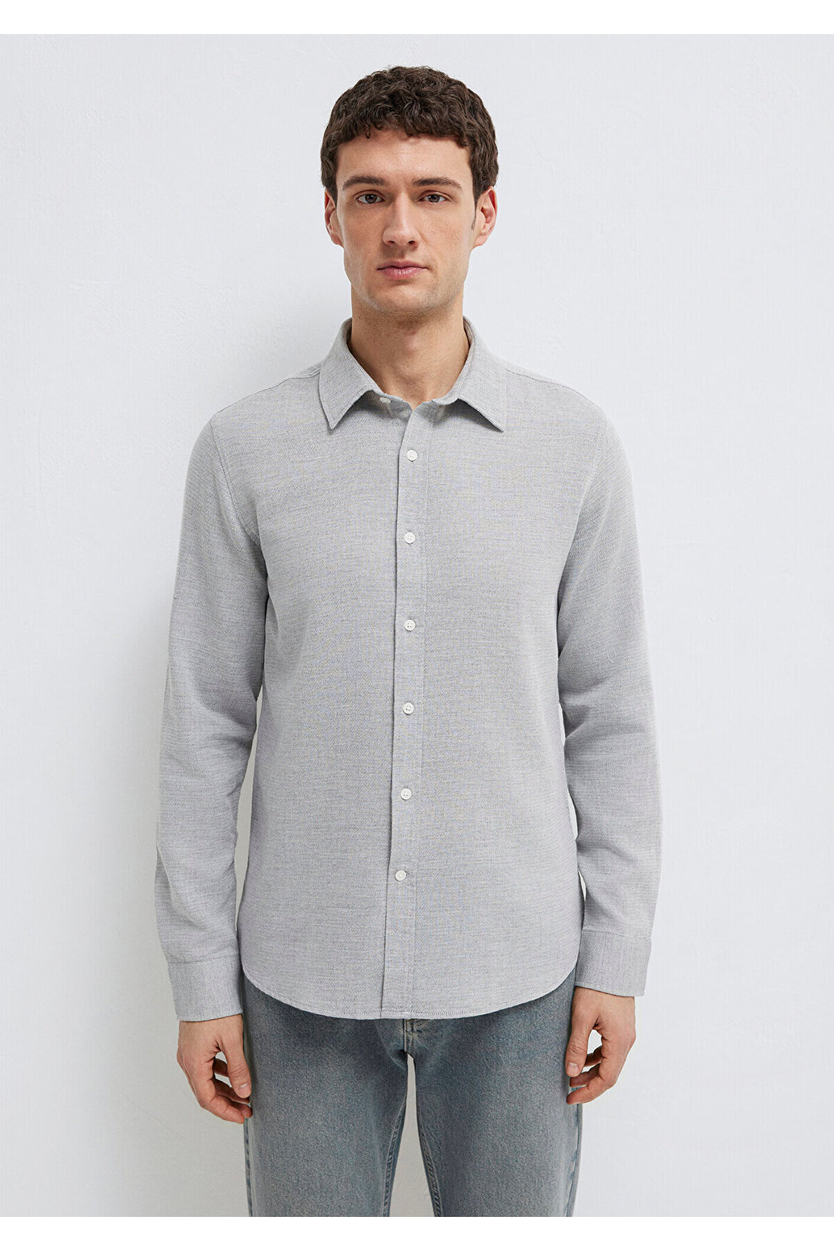 Mavi Gri Gömlek Slim Fit / Dar Kesim 0211913-70074 görsel 3