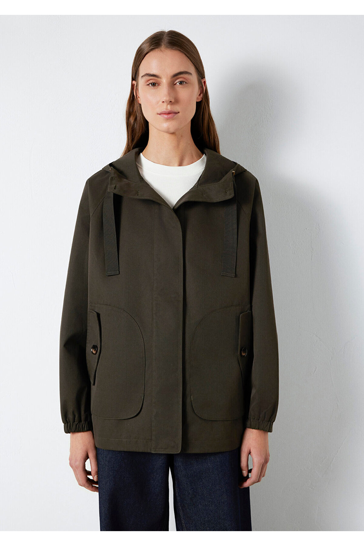 Mavi Kapüşonlu Haki Ceket Loose Fit / Bol Rahat Kesim 1110014-90707 görsel 4