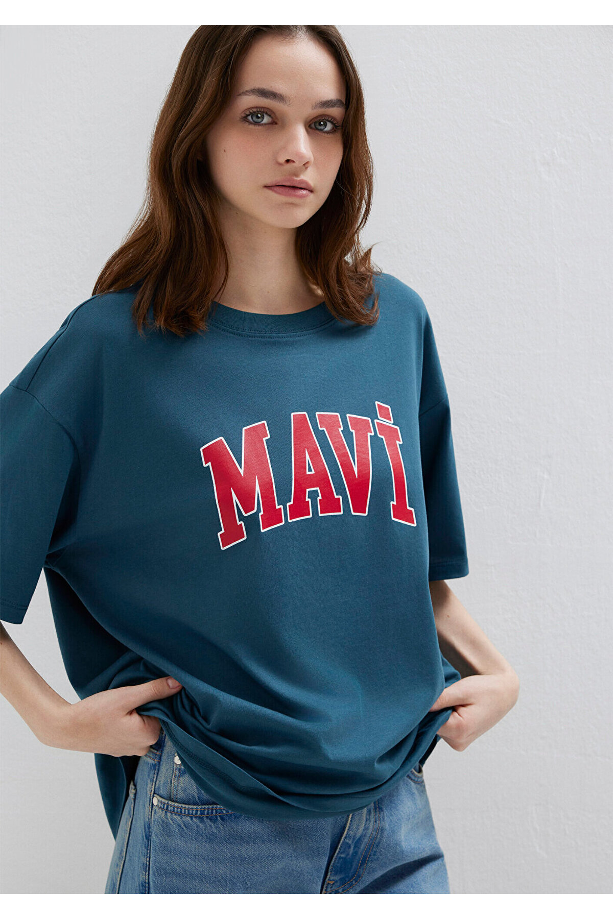 Mavi Logo Baskılı Tişört Oversize / Geniş Kesim 1600843-70771 görsel 2