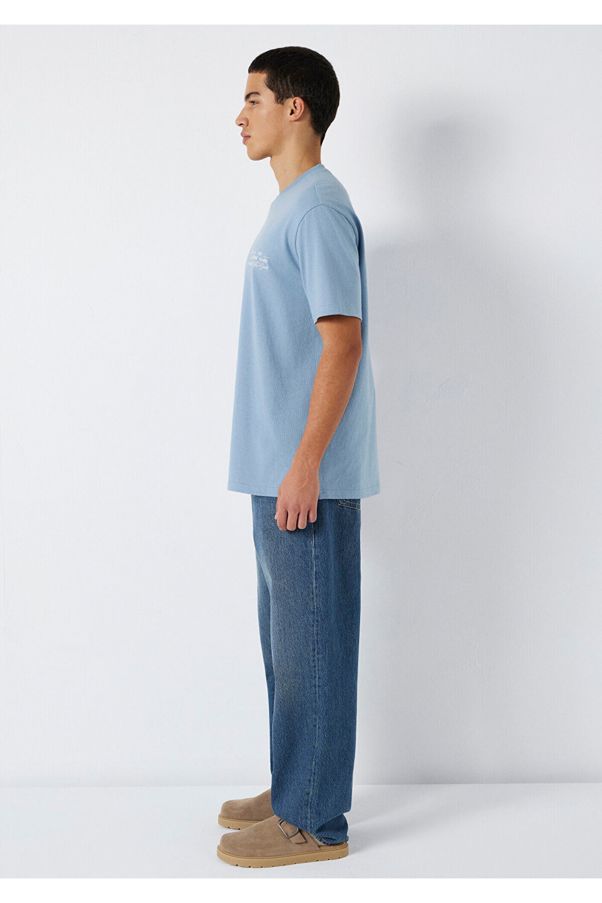 Mavi Baskılı Tişört Loose Fit / Bol Rahat Kesim 0613184-86998 görsel 4
