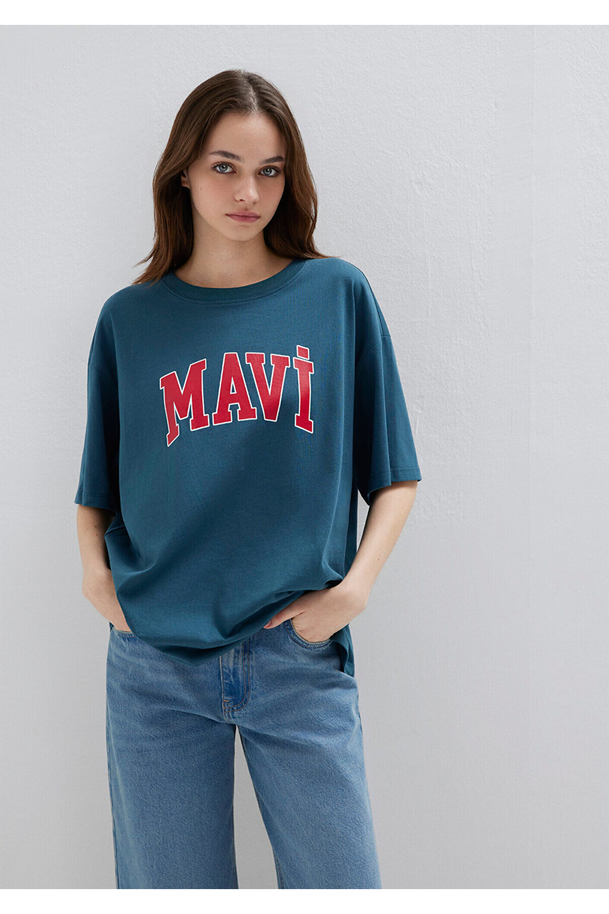 Mavi Logo Baskılı Tişört Oversize / Geniş Kesim 1600843-70771