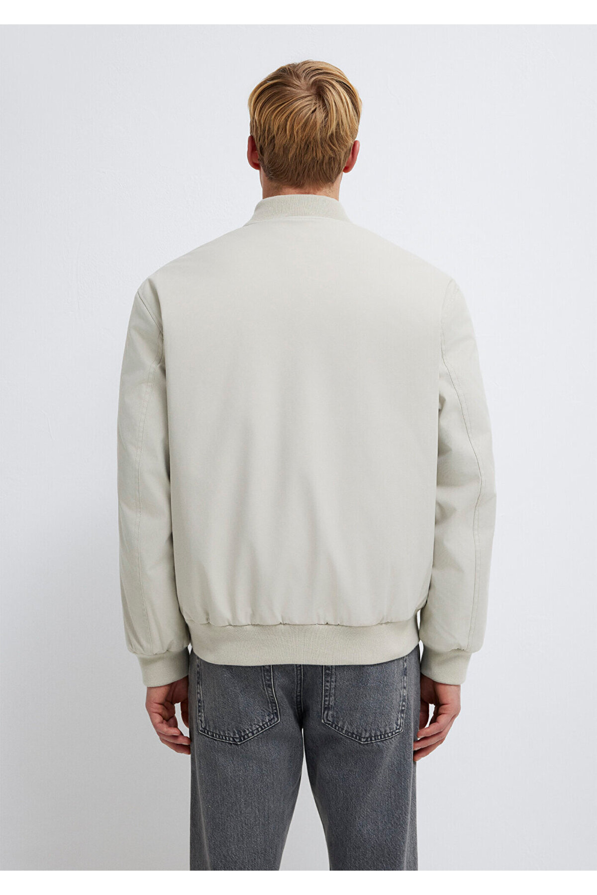 Mavi Logo Nakışlı Gri Bomber Ceket 0110774-70144 görsel 6