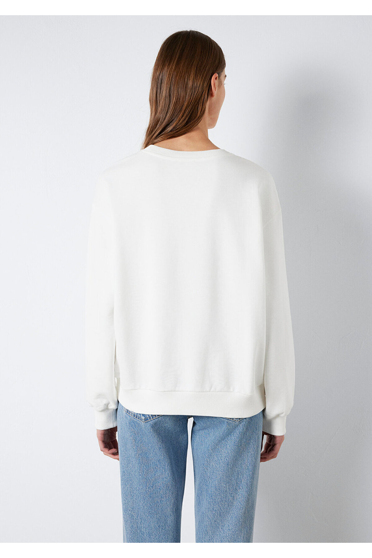 Mavi Nakışlı Ekru Sweatshirt 1S10366-70057 görsel 6
