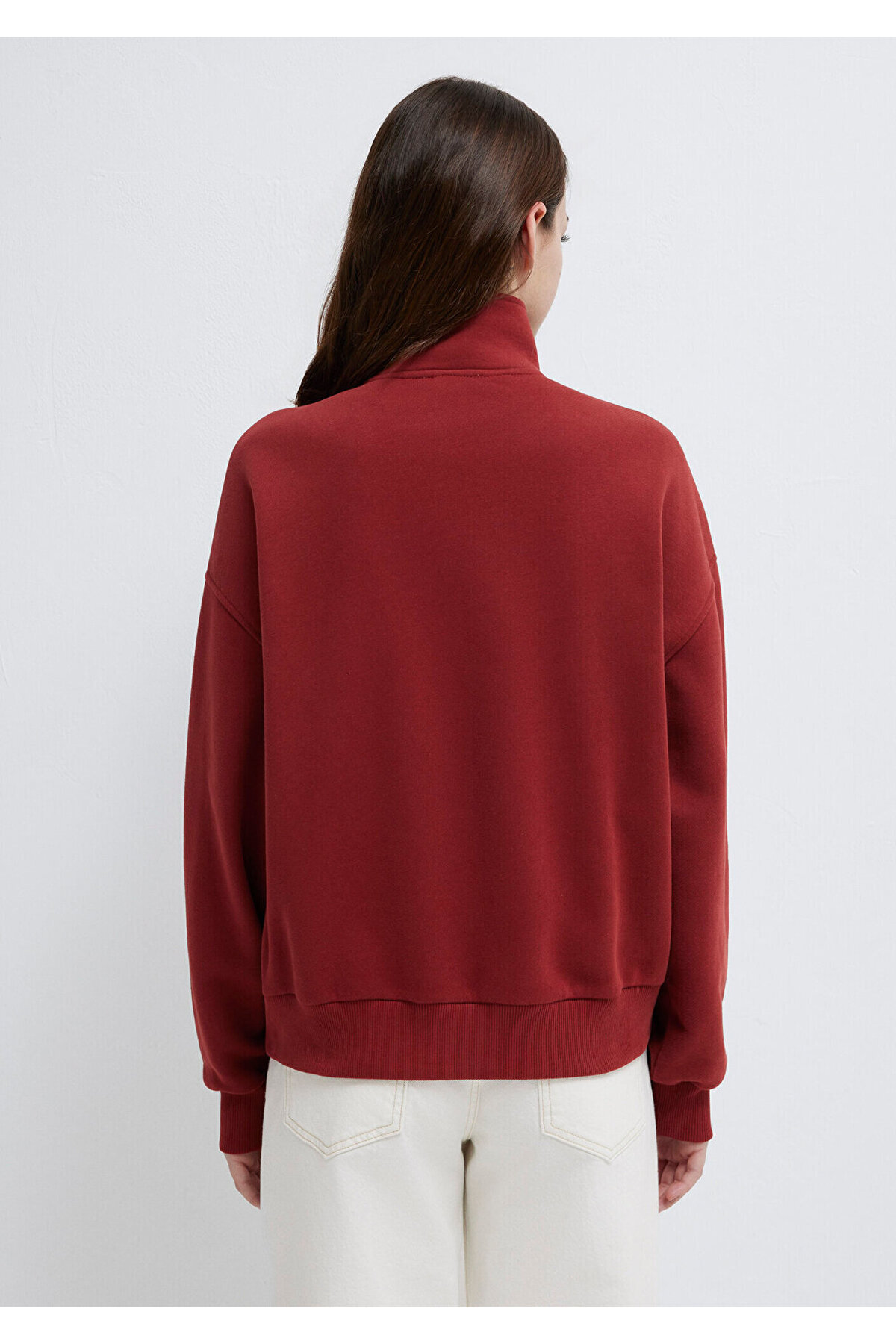 Mavi MVJNS Nakışlı Yarı Fermuarlı Bordo Sweatshirt 1S10533-70411 görsel 5