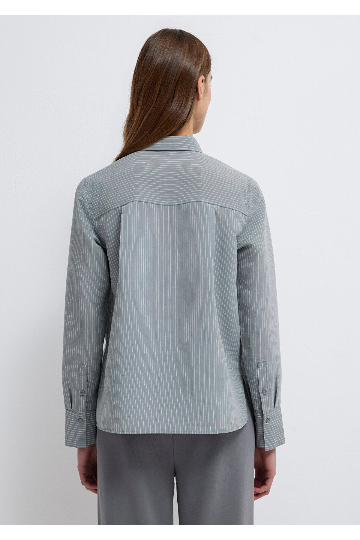 Mavi Çizgili (TENCEL™) Liyosel Karışımlı Gömlek Regular Fit / Normal Kesim 1211374-88069 görsel 6