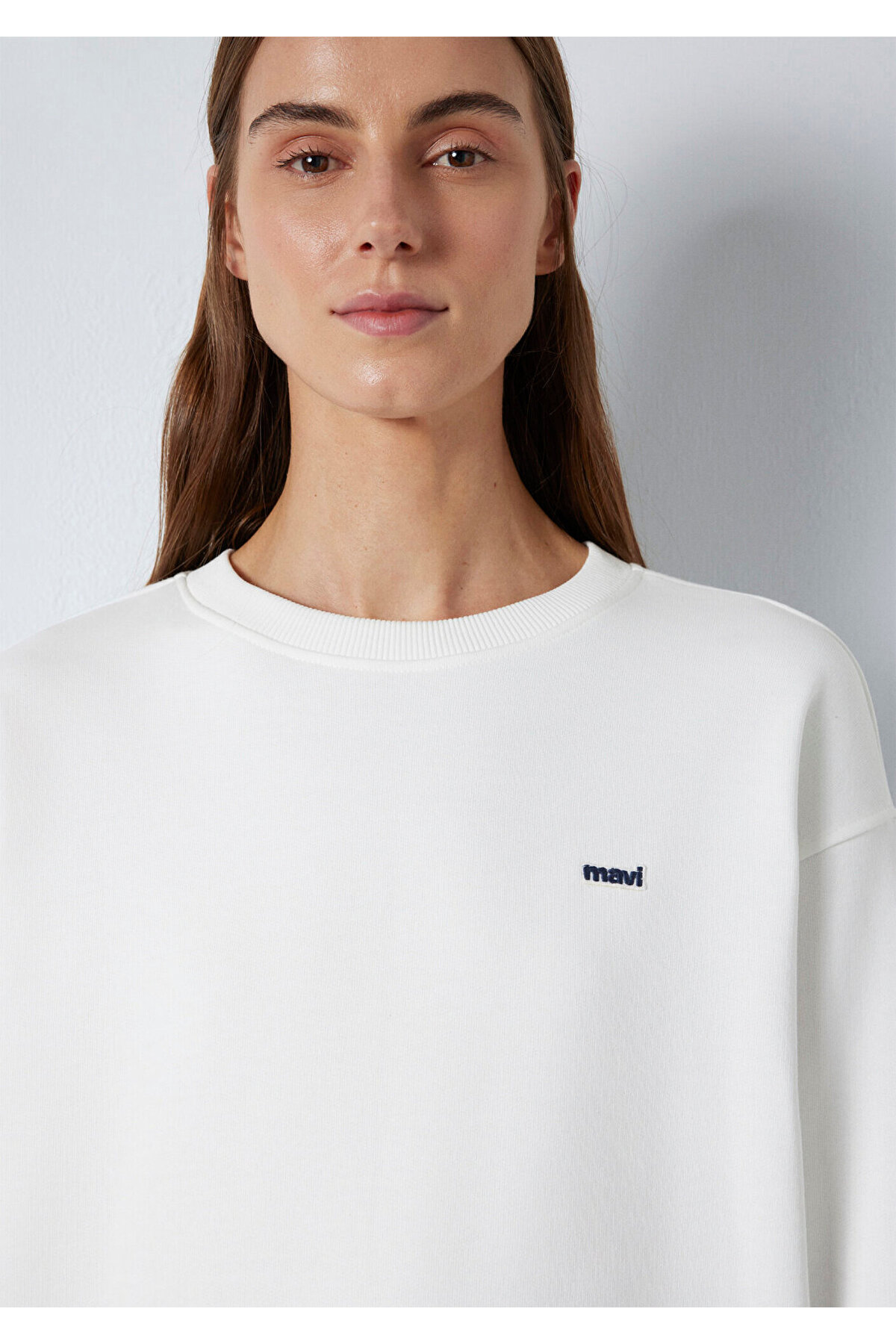 Mavi Nakışlı Ekru Sweatshirt 1S10366-70057 görsel 7