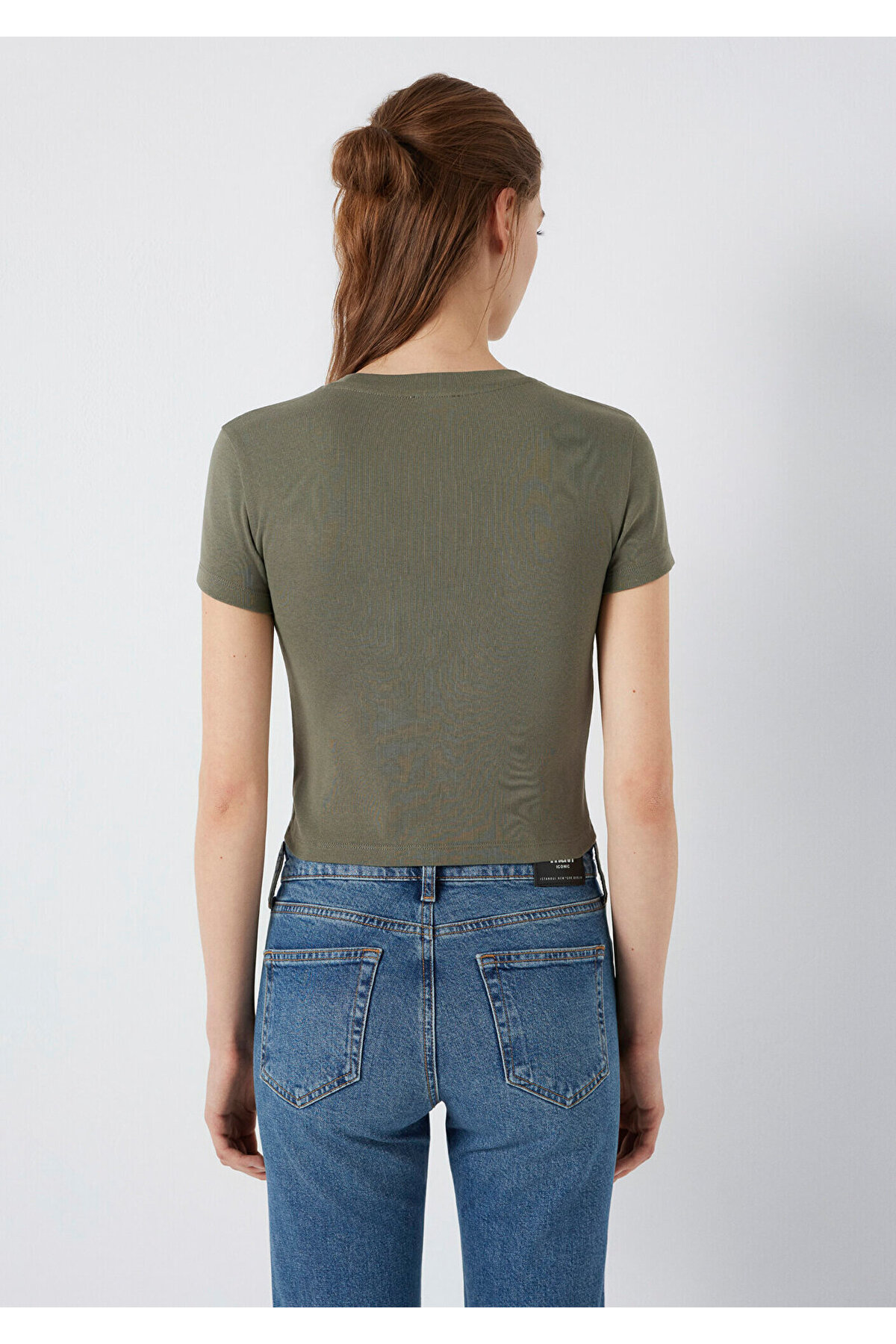 Mavi Yeşil Basic Crop Tişört Crop / Kısa Kesim 1600814-86961 görsel 6