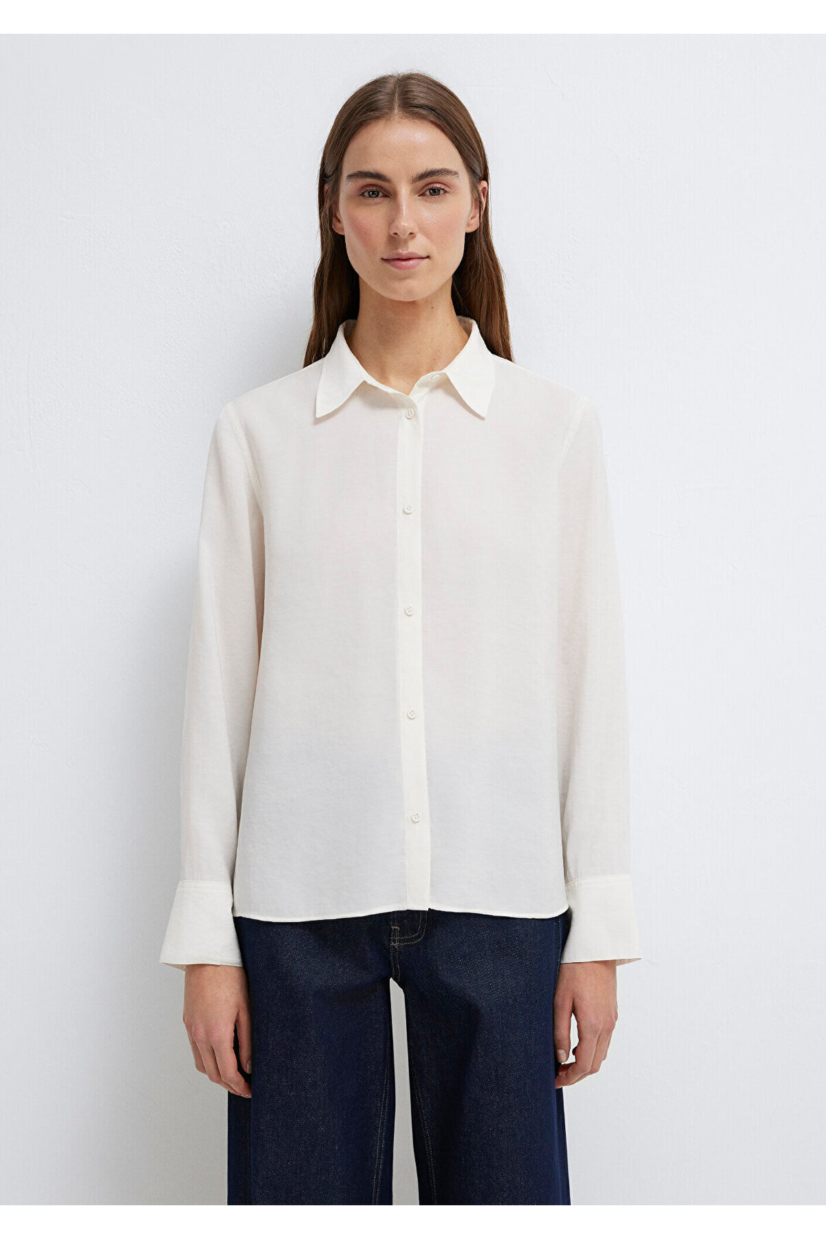 Mavi Ekru (TENCEL™) Liyosel Karışımlı Gömlek Regular Fit / Normal Kesim 1211374-70057 görsel 4