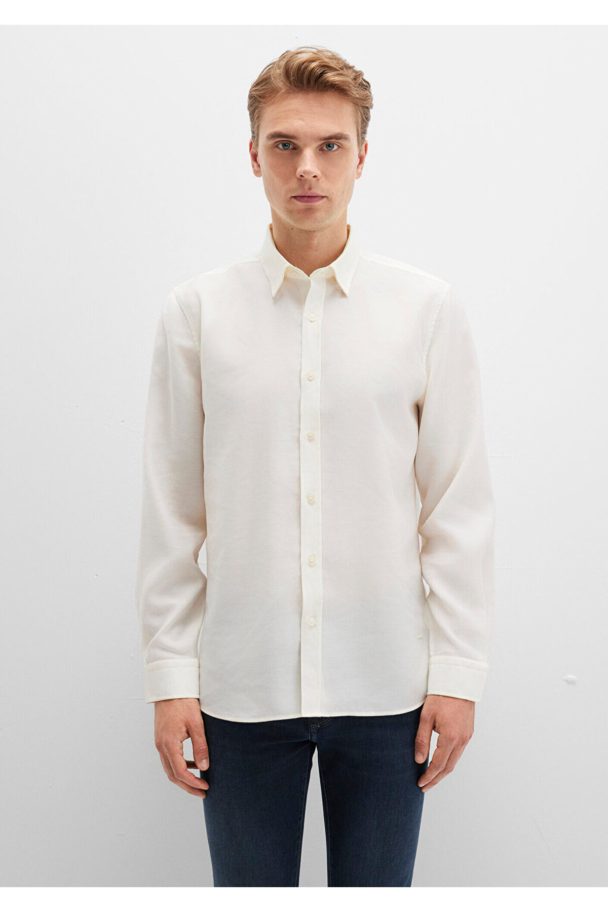 Mavi Ekru (TENCEL™) Liyosel Karışımlı Gömlek Regular Fit / Normal Kesim 0211659-70057 görsel 3