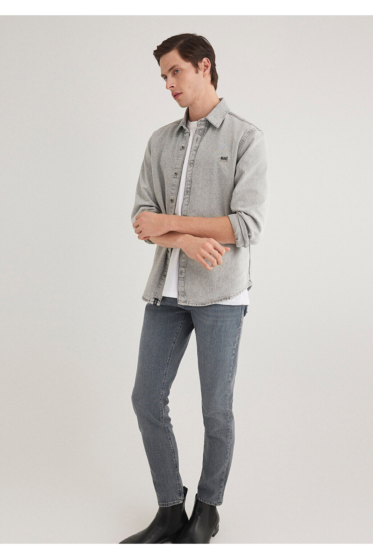 Mavi Roy Lux Black Buz Grisi Jean Gömlek Slim Fit / Dar Kesim 0210496-89295 görsel 4