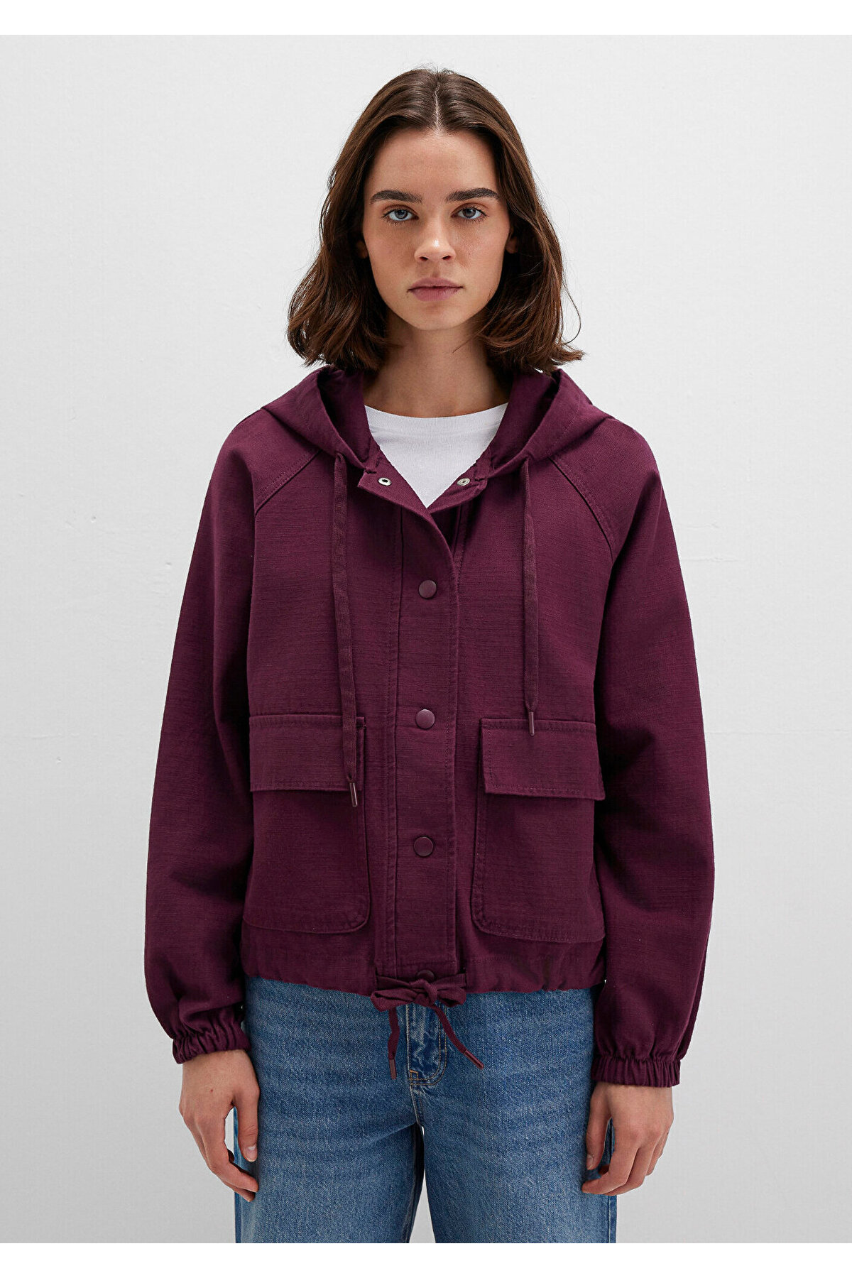 Mavi Kapüşonlu Mor Ceket Regular Fit / Normal Kesim 110775-87830 görsel 3