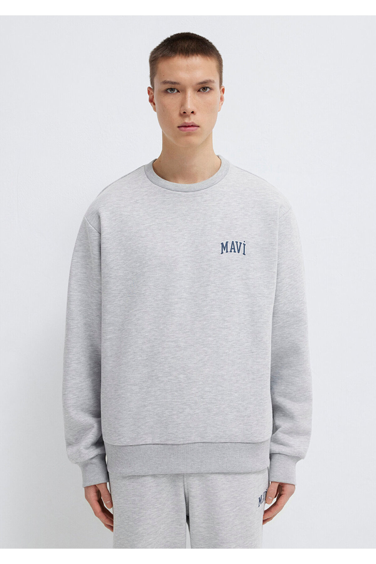 Mavi Logo Baskılı Gri Sweatshirt 0611716-80018 görsel 3