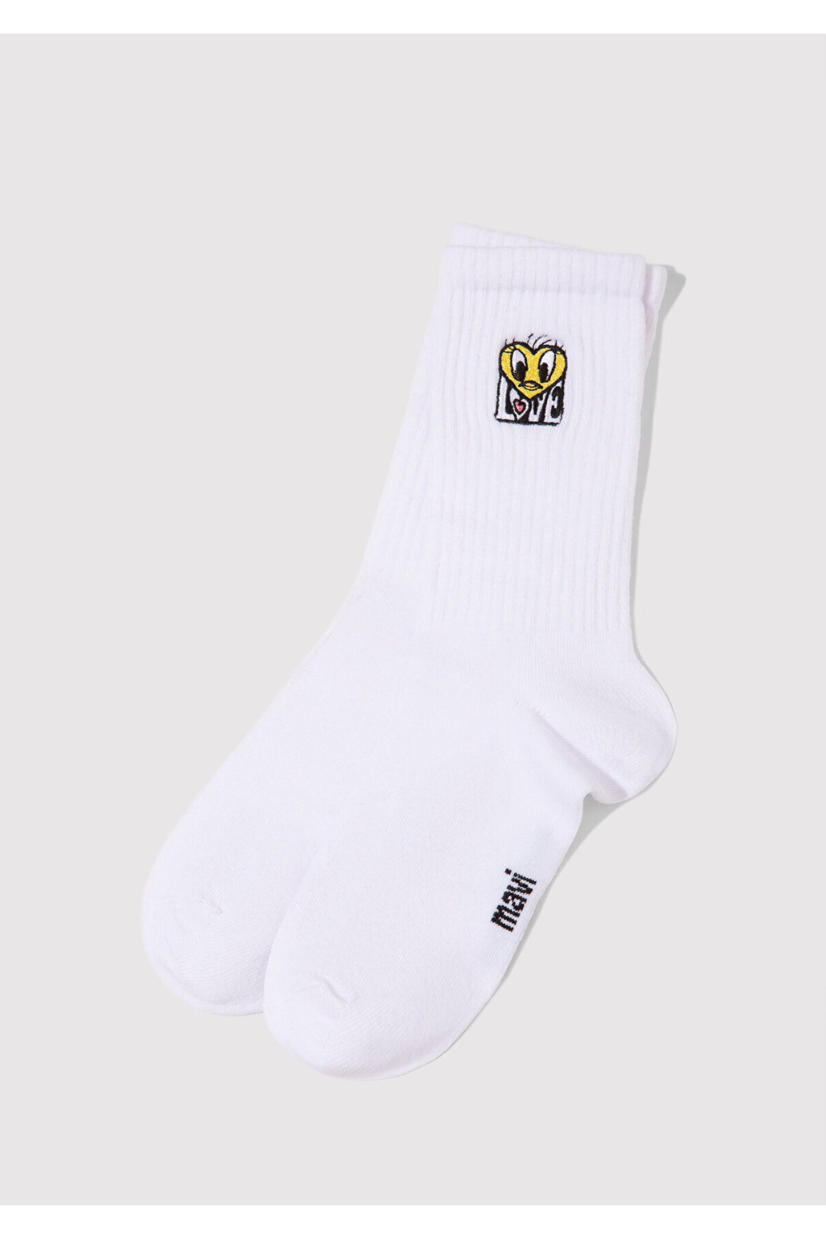 Mavi Tweety Nakışlı Beyaz Soket Çorap 1913532-620