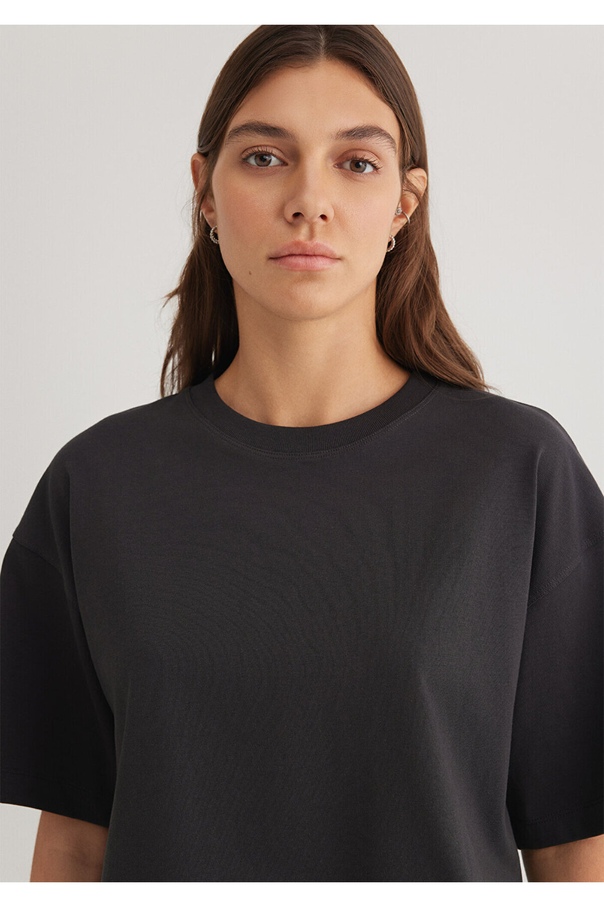 Mavi Antrasit Crop Basic Tişört Crop / Kısa Kesim 1612377-70087 görsel 5
