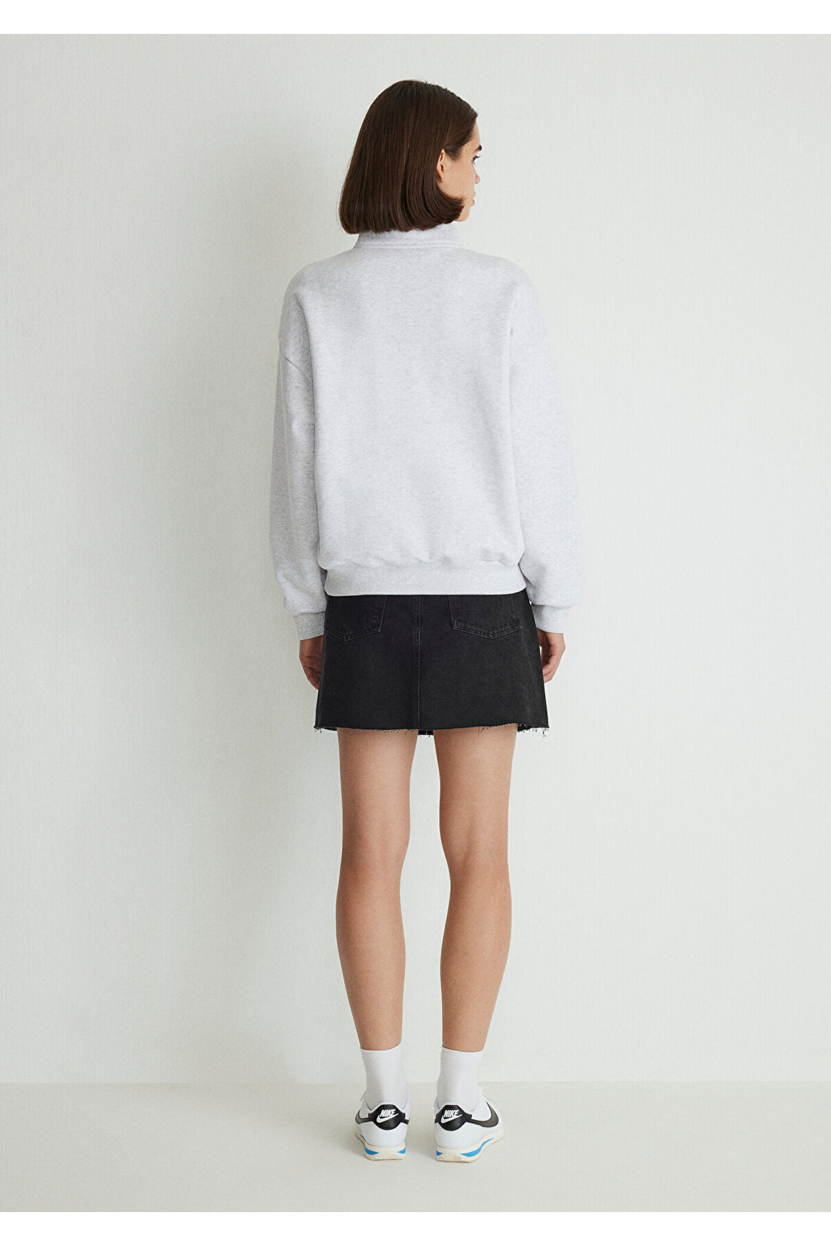 Mavi Logo Baskılı Yarı Fermuarlı Gri Sweatshirt 1S10179-85438 görsel 4