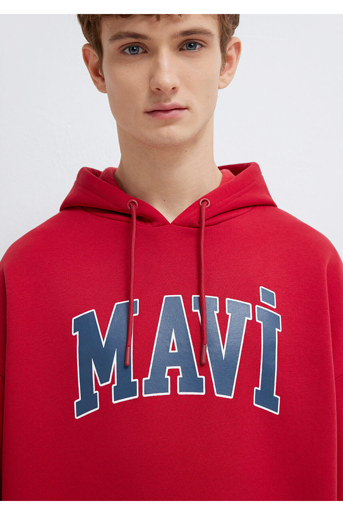 Mavi Logo Baskılı Kapüşonlu Kırmızı Sweatshirt 067149-70464 görsel 6