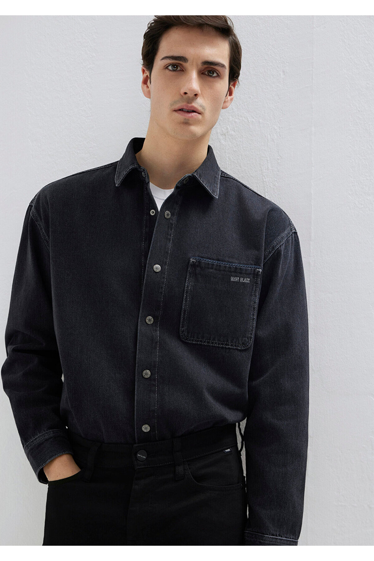 Mavi Aidan Black Antrasit Jean Gömlek Regular Fit / Normal Kesim 0210588-85622