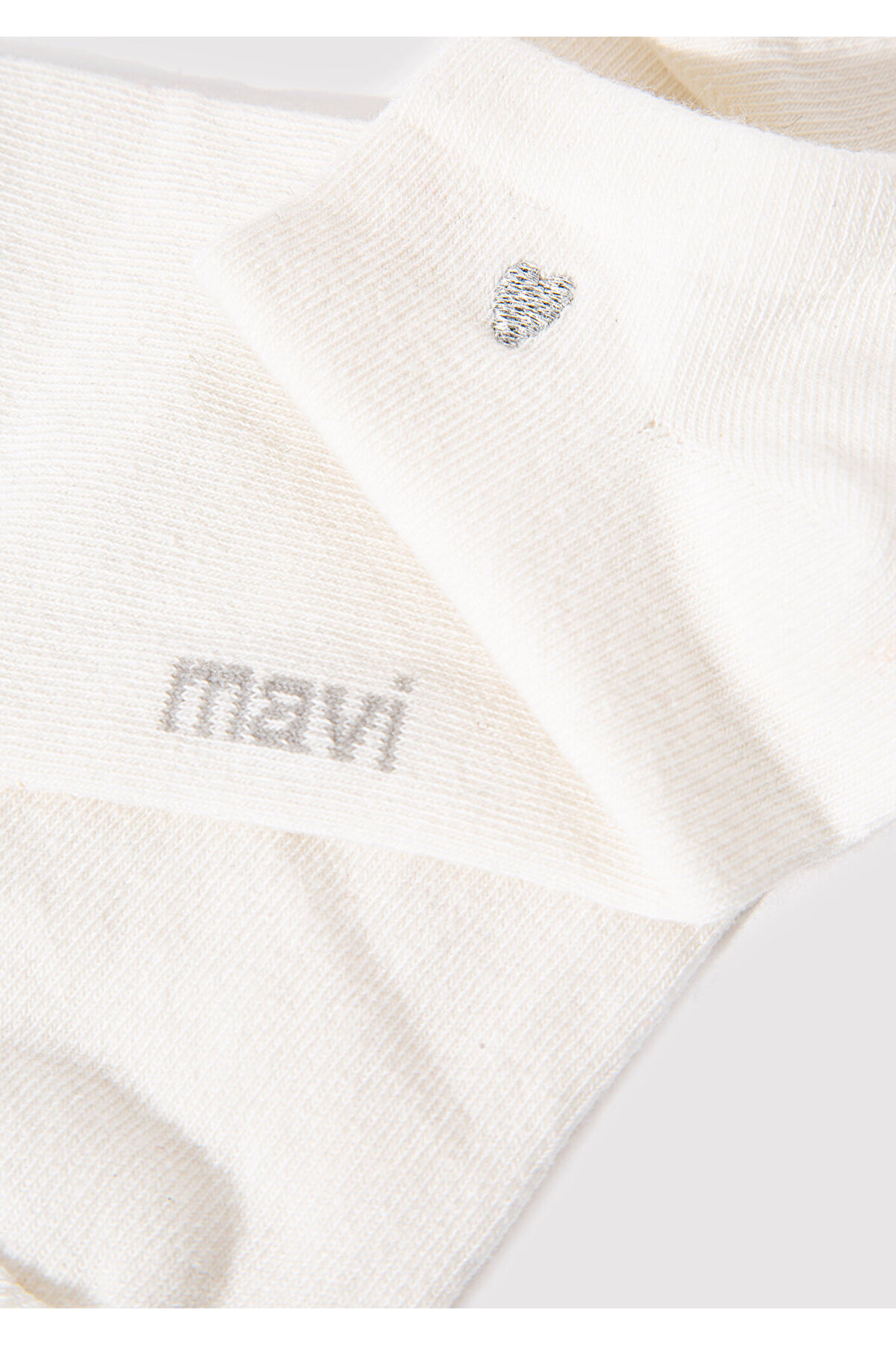 Mavi Kalp Nakış İşlemeli Ekru Patik Çorap 1912793-620 görsel 2