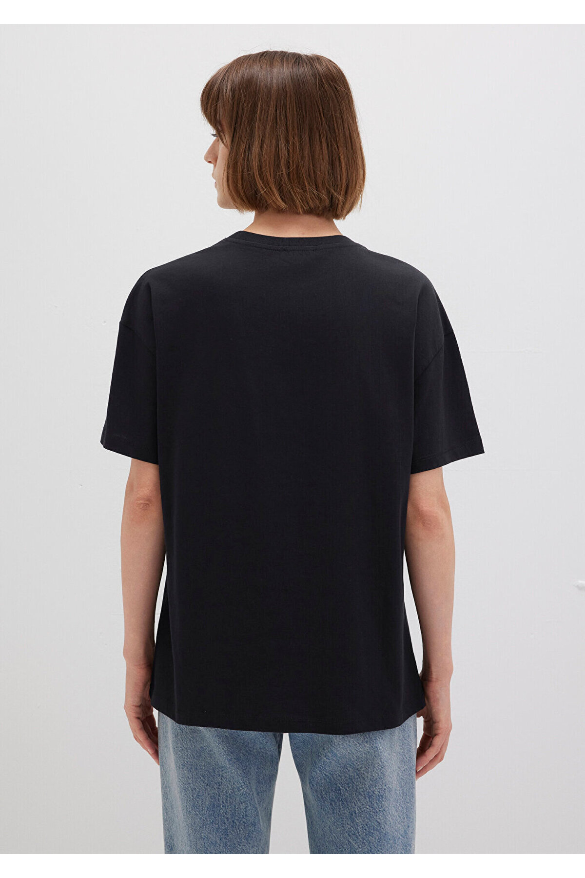 Mavi Logo Baskılı Siyah Tişört Loose Fit / Bol Rahat Kesim 1611309-900 görsel 5
