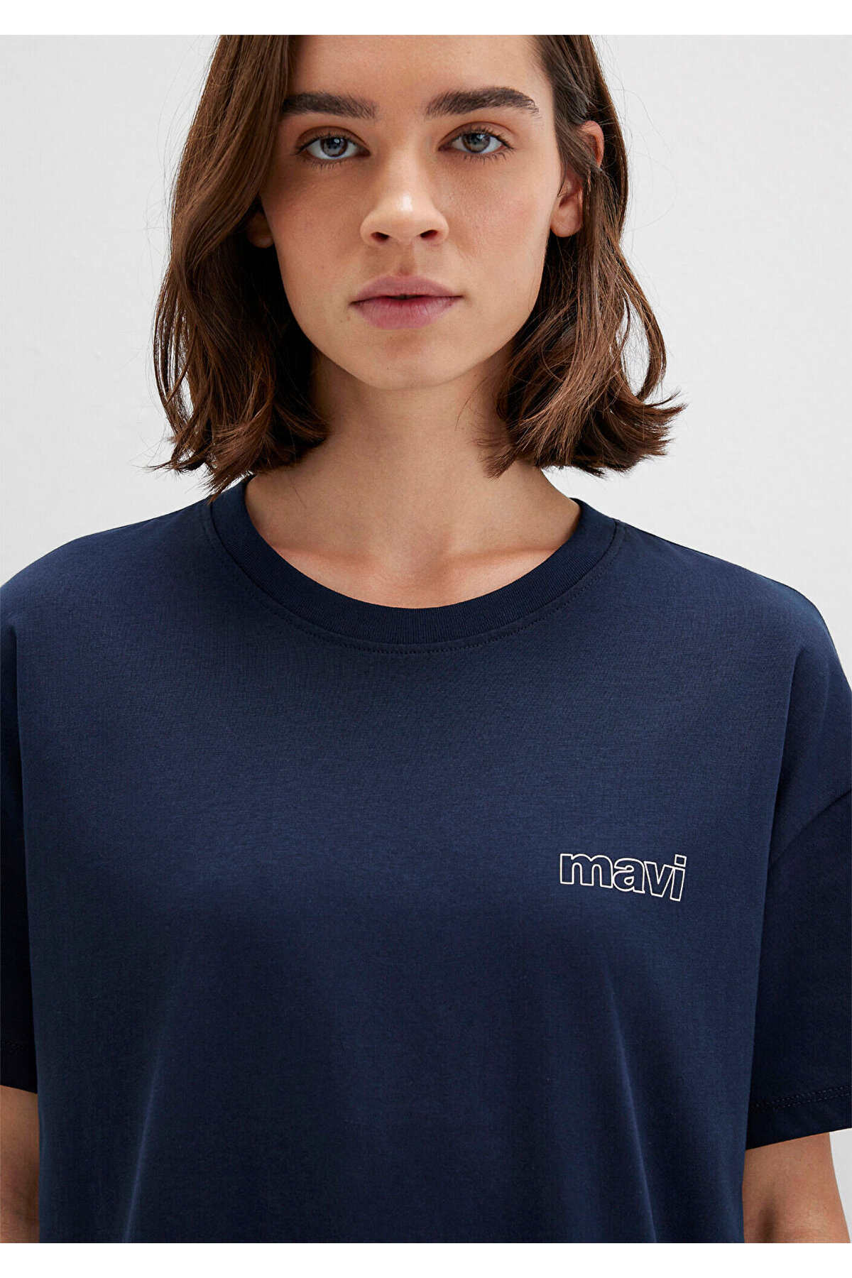 Mavi Logo Baskılı Lacivert Tişört Loose Fit / Bol Rahat Kesim 1611309-70490 görsel 5