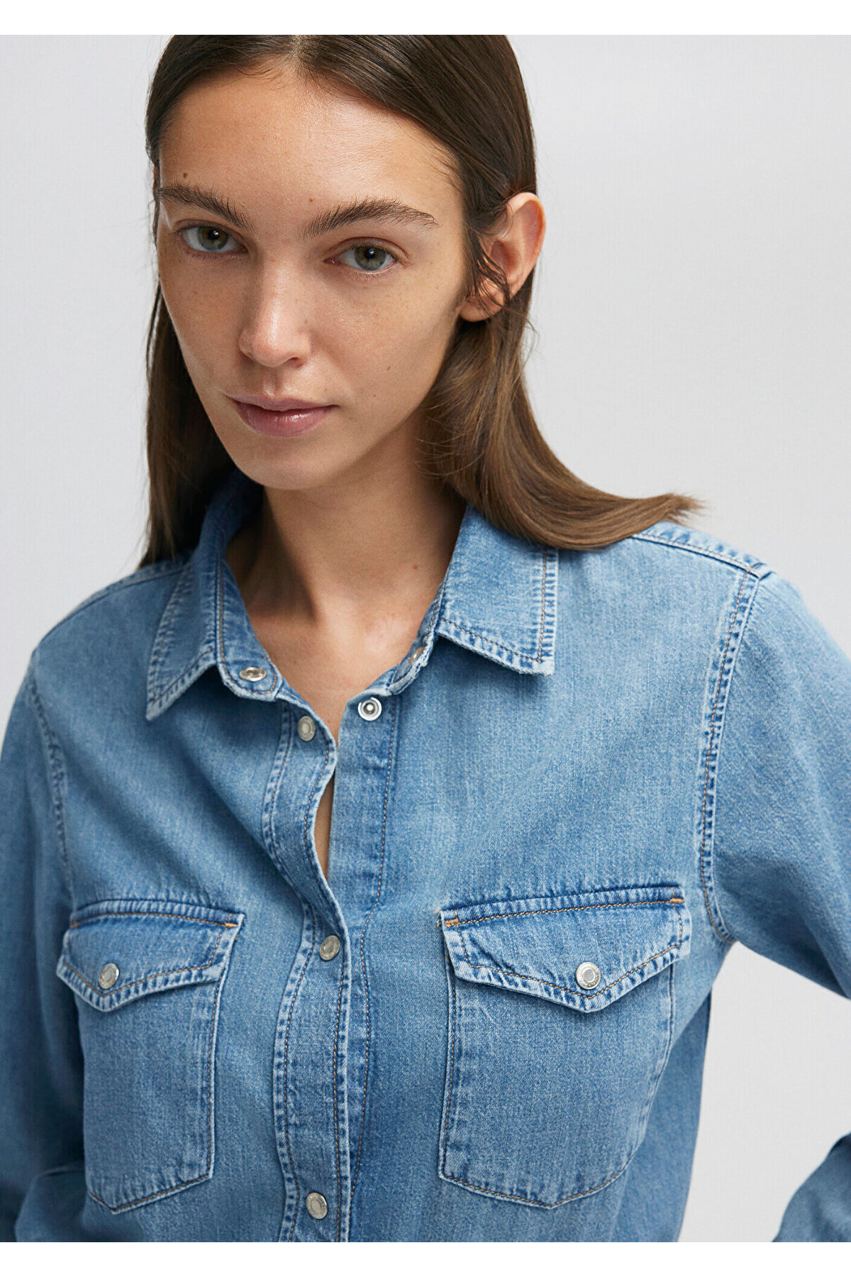 Mavi Merida Classic Denim Indigo Mavisi Jean Gömlek Fitted / Vücuda Oturan Kesim 1210662-86492 görsel 5