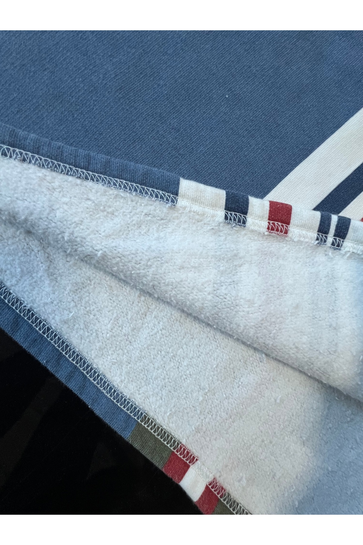 Akabi Online Kadın %100 Pamuk Oversize Çizgili Polo Yaka Uzun Kollu Yıkamalı Sweatshirt görsel 4