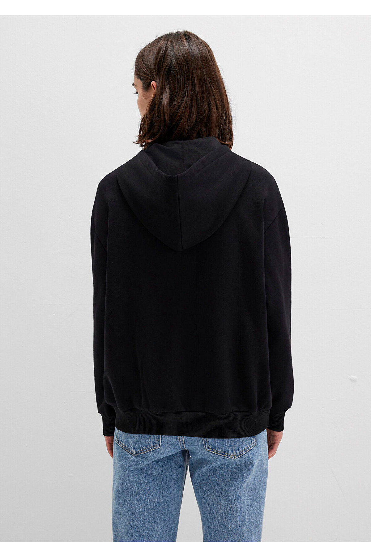Mavi Logo Baskılı Kapüşonlu Fermuarlı Siyah Sweatshirt 1S10178-900 görsel 5