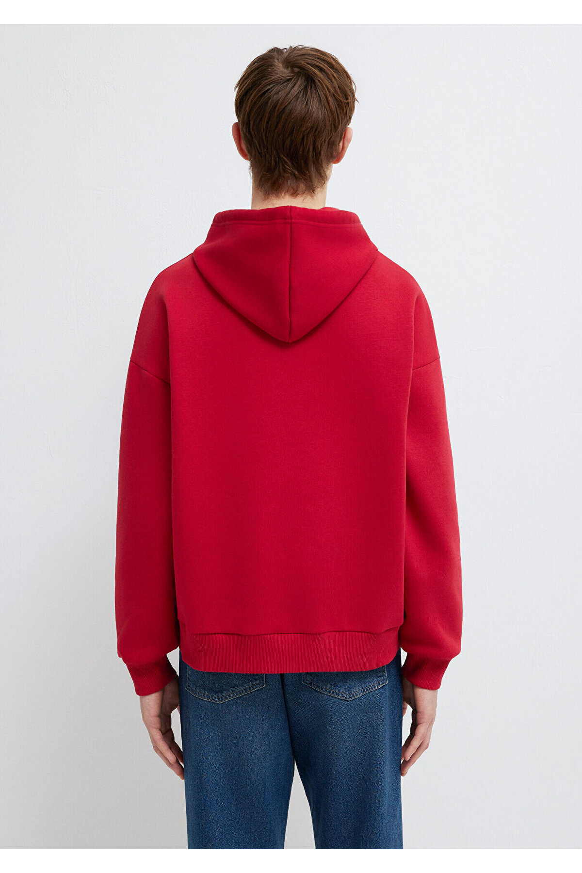 Mavi Logo Baskılı Kapüşonlu Kırmızı Sweatshirt 067149-70464 görsel 5