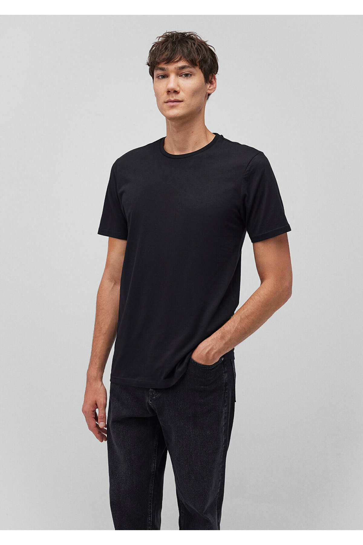 Mavi 2li Bisiklet Yaka Erkek Basic Tişört Slim Fit / Dar Kesim 0611288-620 görsel 2