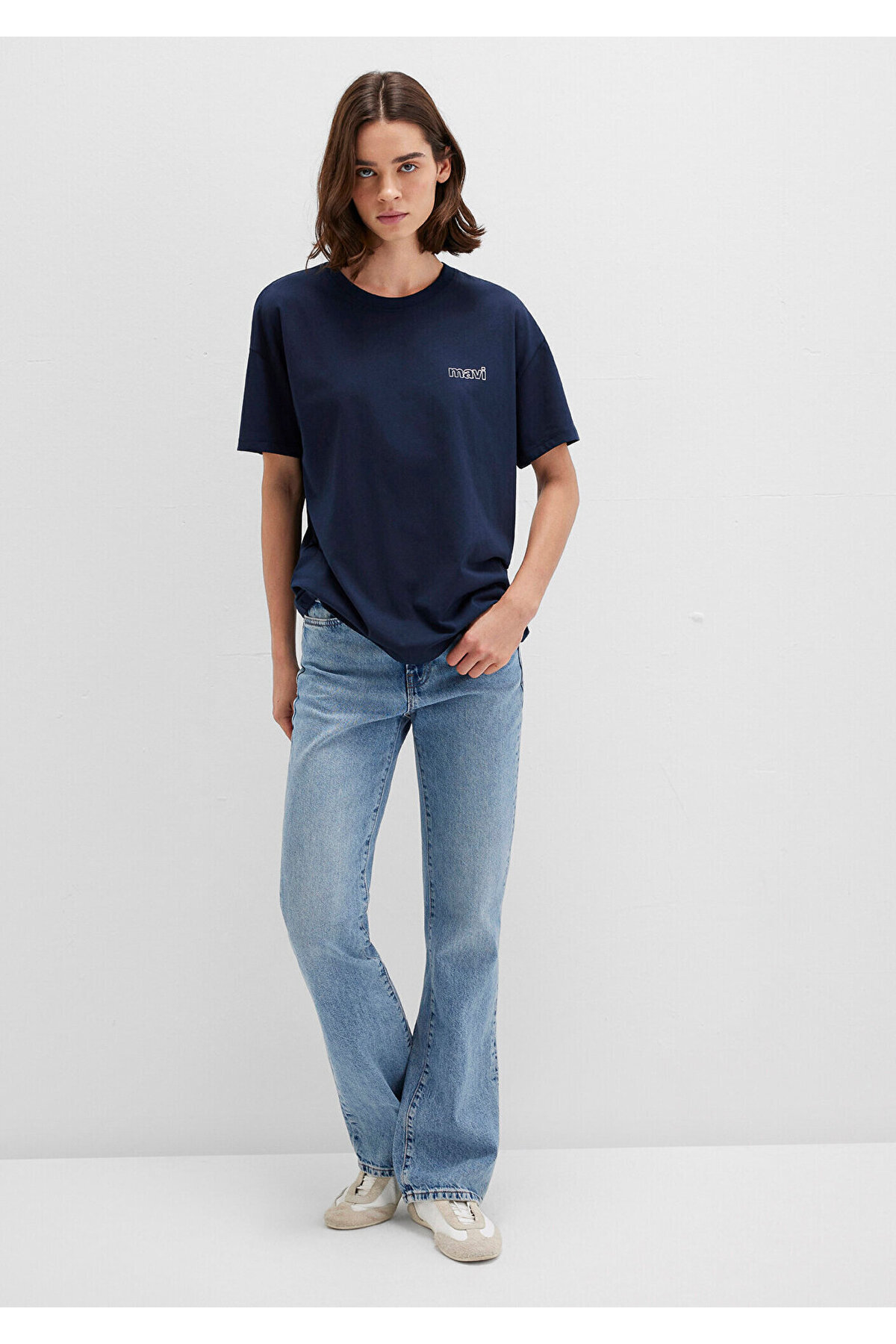 Mavi Logo Baskılı Lacivert Tişört Loose Fit / Bol Rahat Kesim 1611309-70490 görsel 2