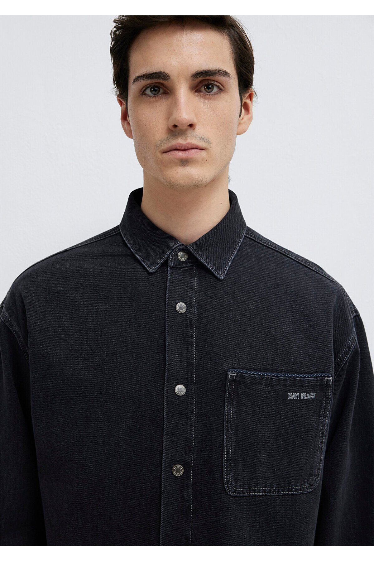 Mavi Aidan Black Antrasit Jean Gömlek Regular Fit / Normal Kesim 0210588-85622 görsel 6