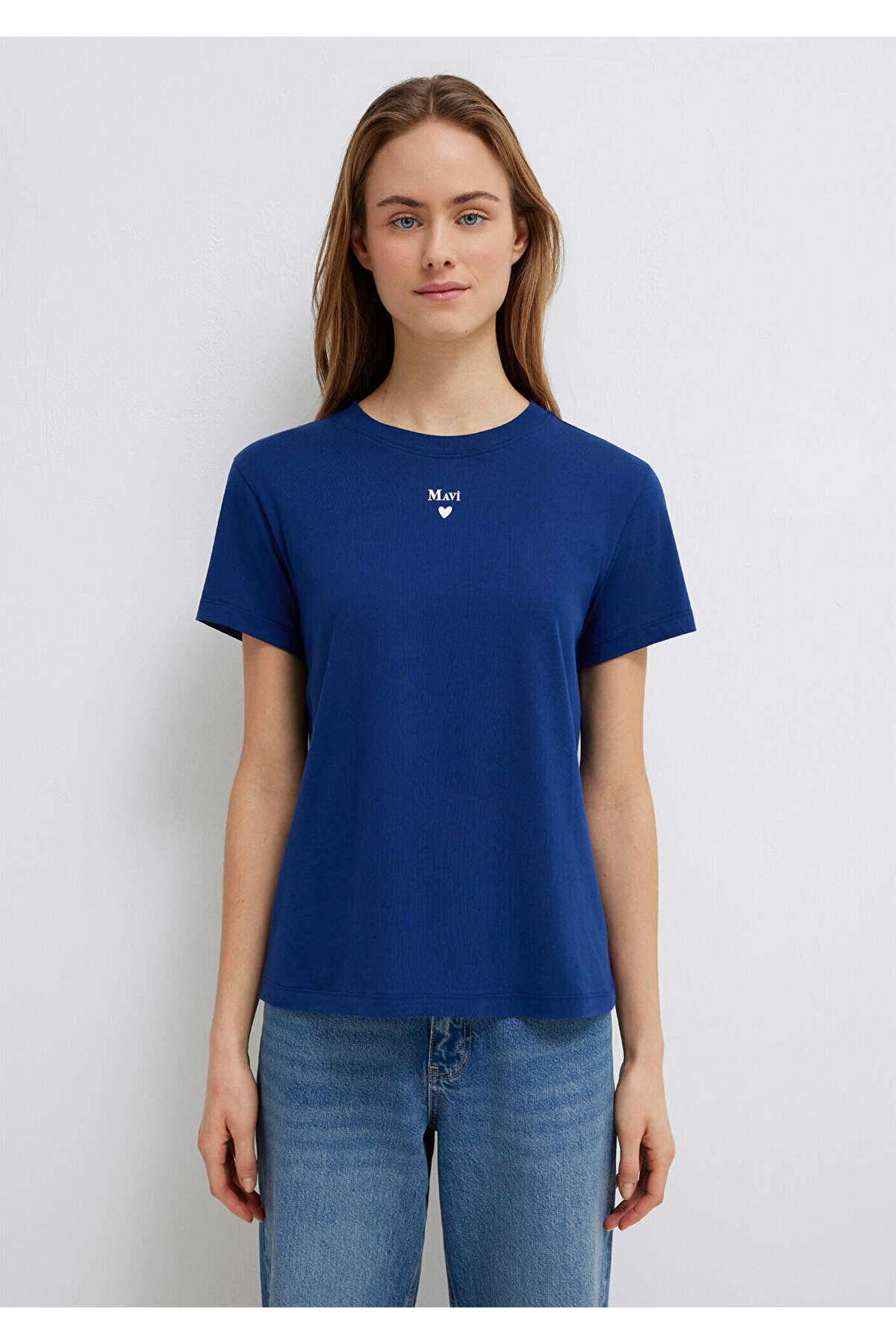 Mavi Logo Baskılı Lacivert Tişört Semi Slim Fit / Yarı Dar Kesim 1601185-70722 görsel 4